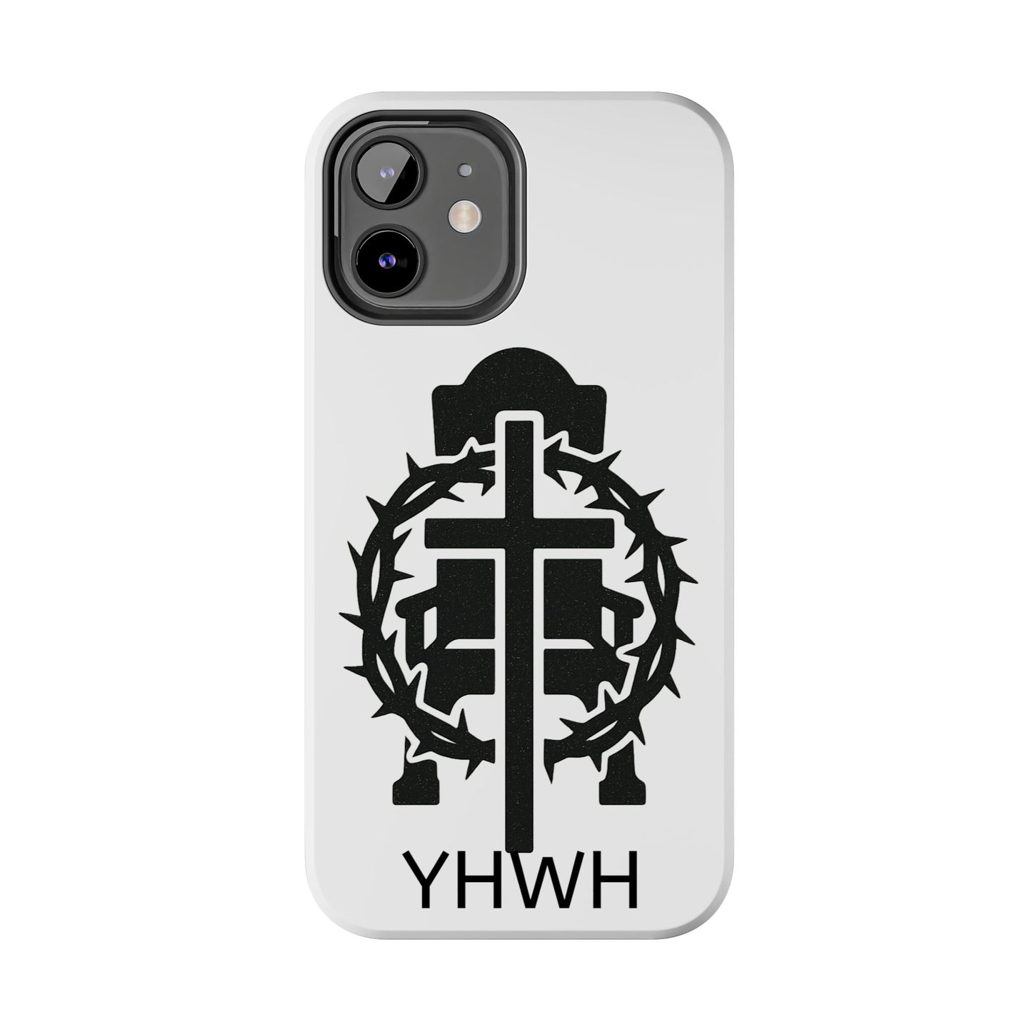 Tough Phone Case with Throne & Thorns YHWH Design, Inspirational Gift, Bible Verse Accessory, Christian Phone Cover, Durable Protection