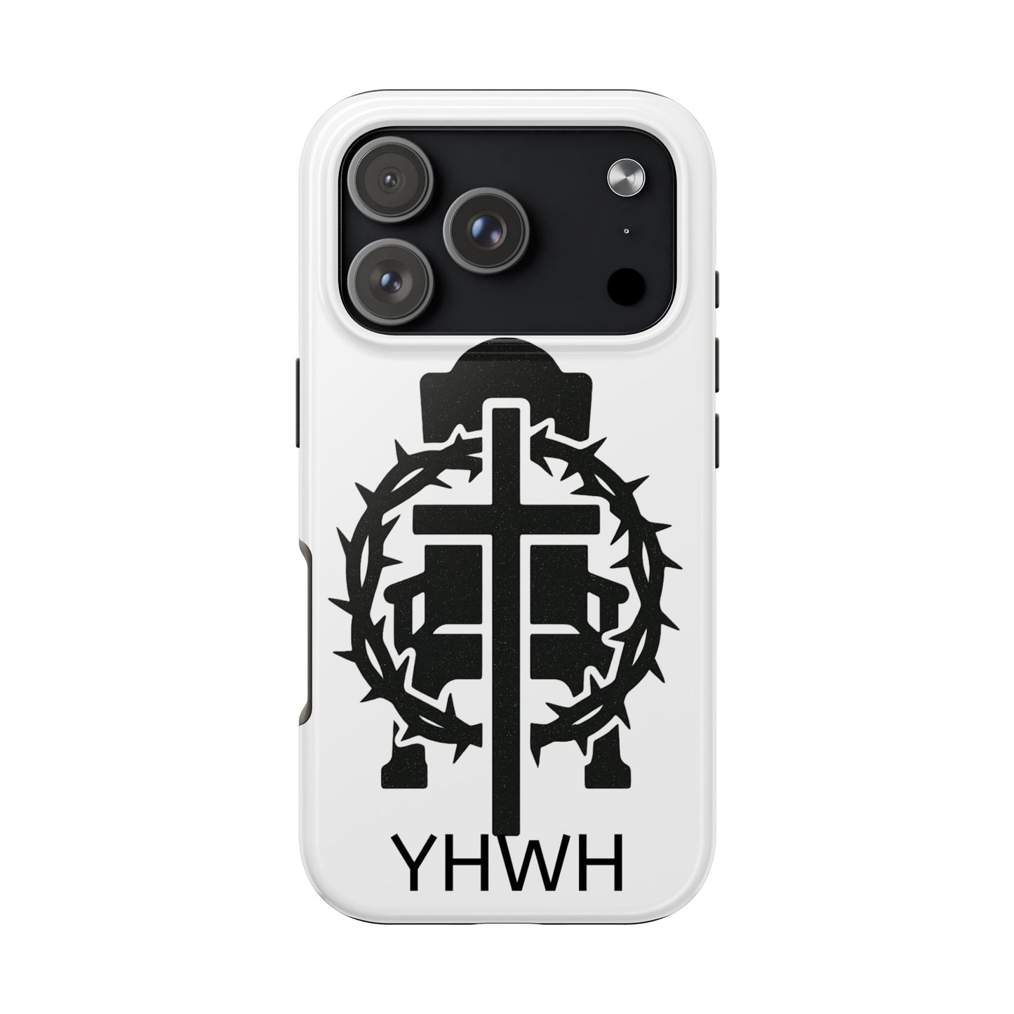 Tough Phone Case with Throne & Thorns YHWH Design, Inspirational Gift, Bible Verse Accessory, Christian Phone Cover, Durable Protection