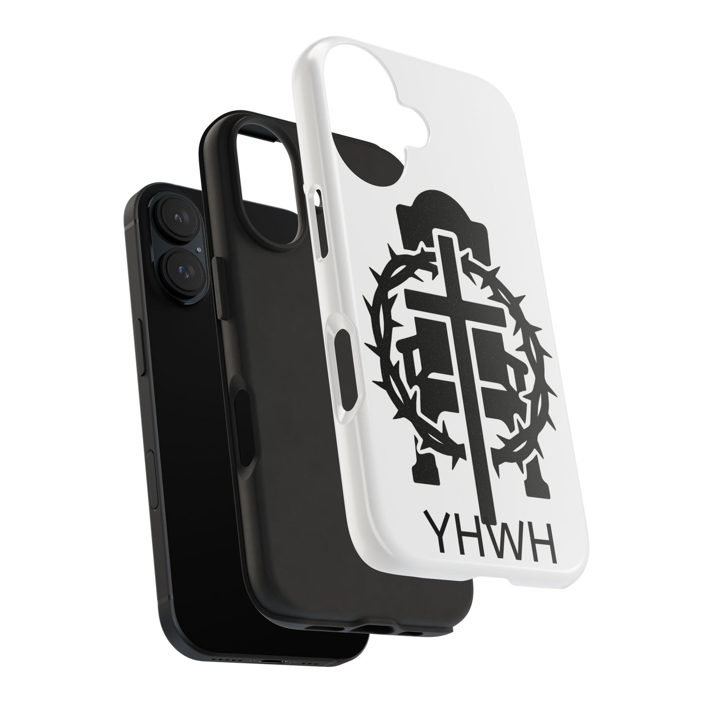 Tough Phone Case with Throne & Thorns YHWH Design, Inspirational Gift, Bible Verse Accessory, Christian Phone Cover, Durable Protection