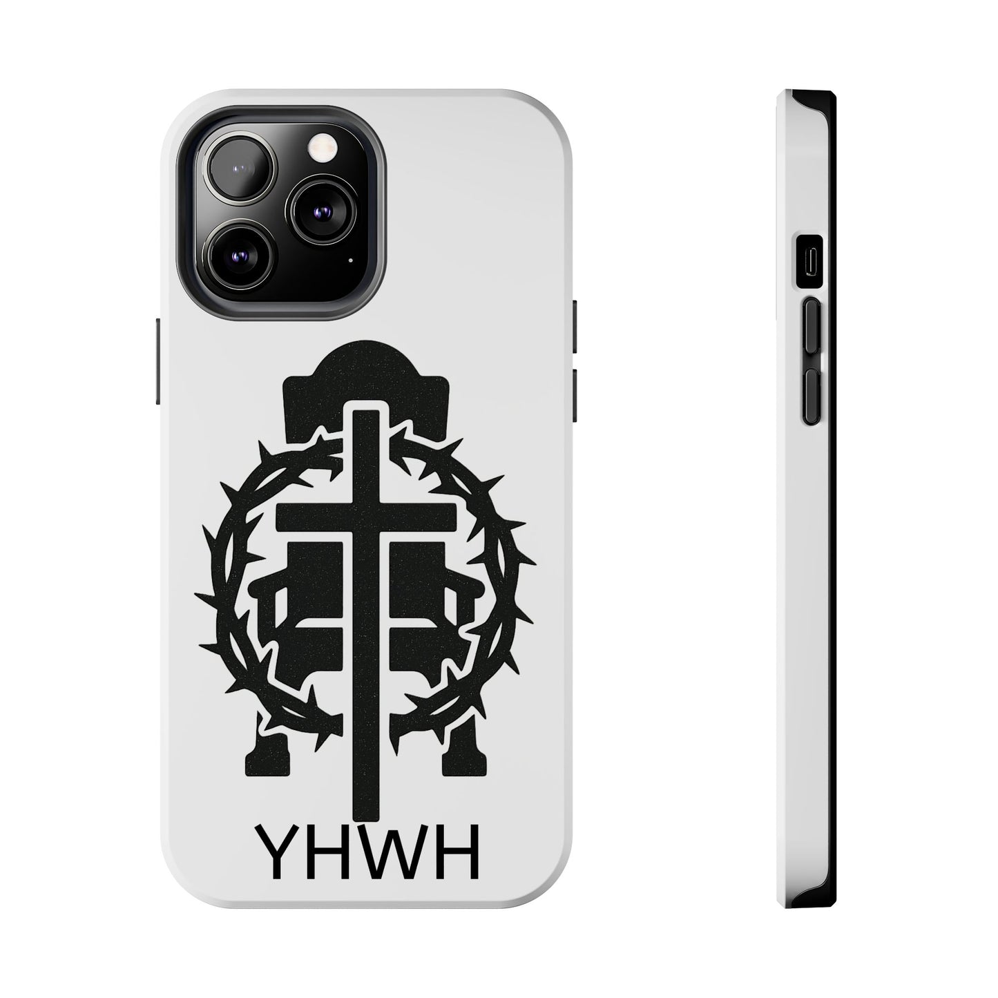 Tough Phone Case with Throne & Thorns YHWH Design, Inspirational Gift, Bible Verse Accessory, Christian Phone Cover, Durable Protection