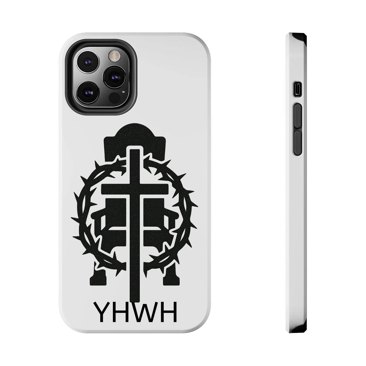 Tough Phone Case with Throne & Thorns YHWH Design, Inspirational Gift, Bible Verse Accessory, Christian Phone Cover, Durable Protection