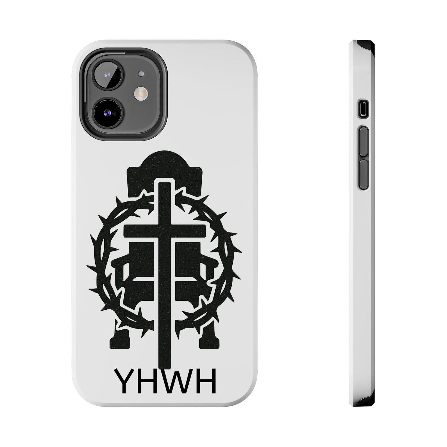 Tough Phone Case with Throne & Thorns YHWH Design, Inspirational Gift, Bible Verse Accessory, Christian Phone Cover, Durable Protection