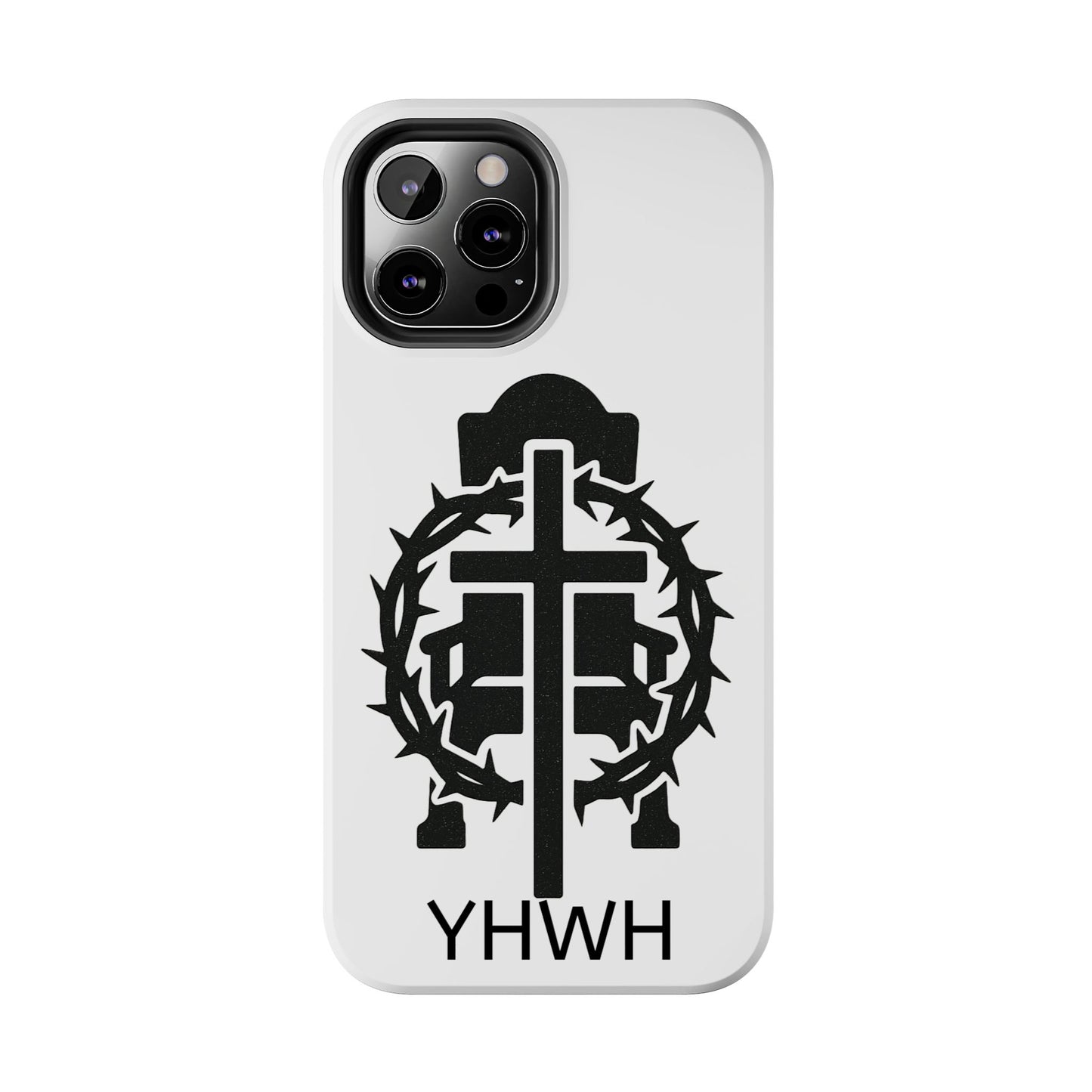 Tough Phone Case with Throne & Thorns YHWH Design, Inspirational Gift, Bible Verse Accessory, Christian Phone Cover, Durable Protection