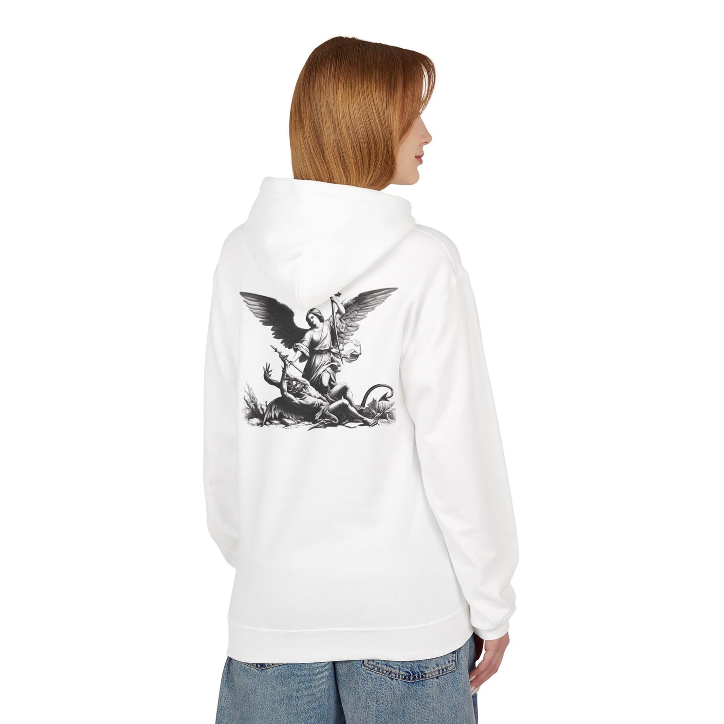 YHWH | Angel Slaying Demons Fleece Hoodie | Unisex Sweatshirt