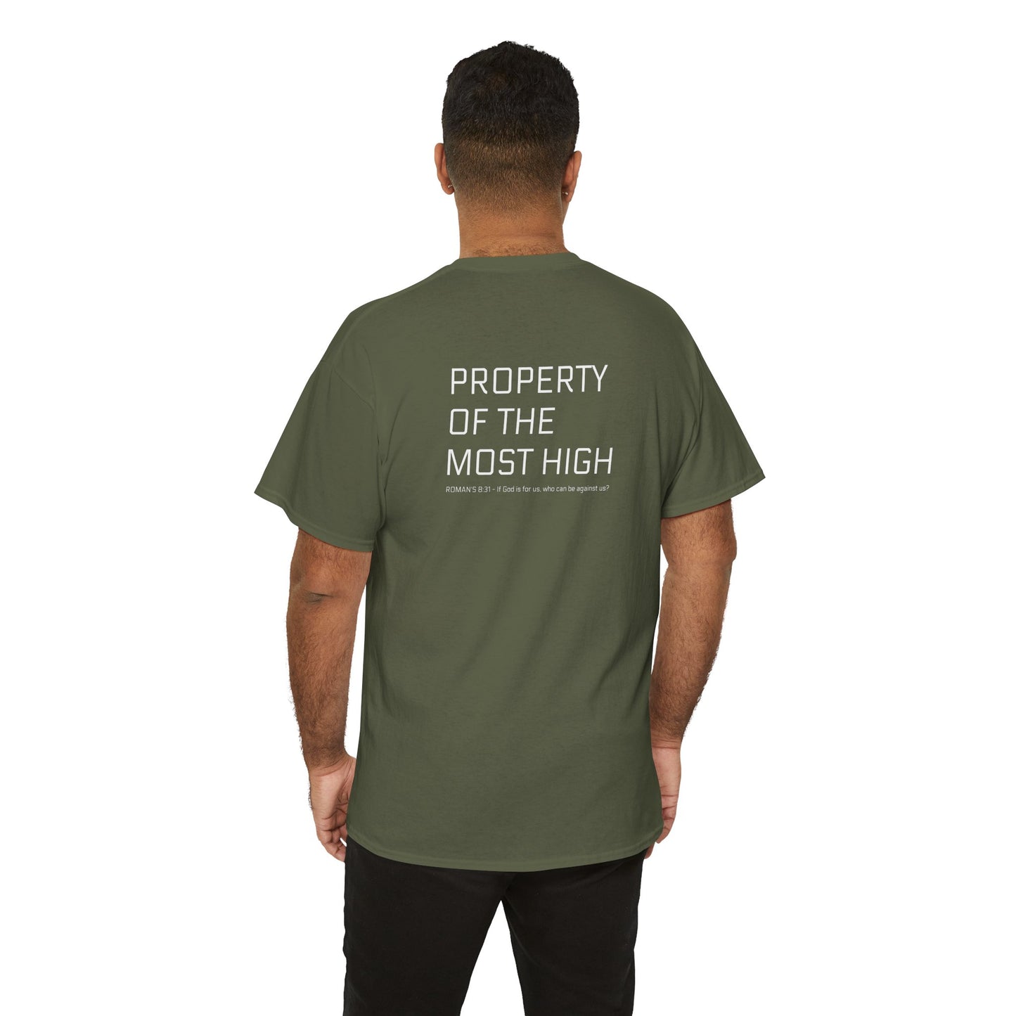 Property of the Most High (BACK) Unisex Heavy Cotton Tee, Comfortable Casual Tee