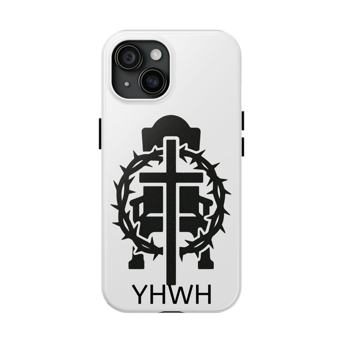 Tough Phone Case with Throne & Thorns YHWH Design, Inspirational Gift, Bible Verse Accessory, Christian Phone Cover, Durable Protection