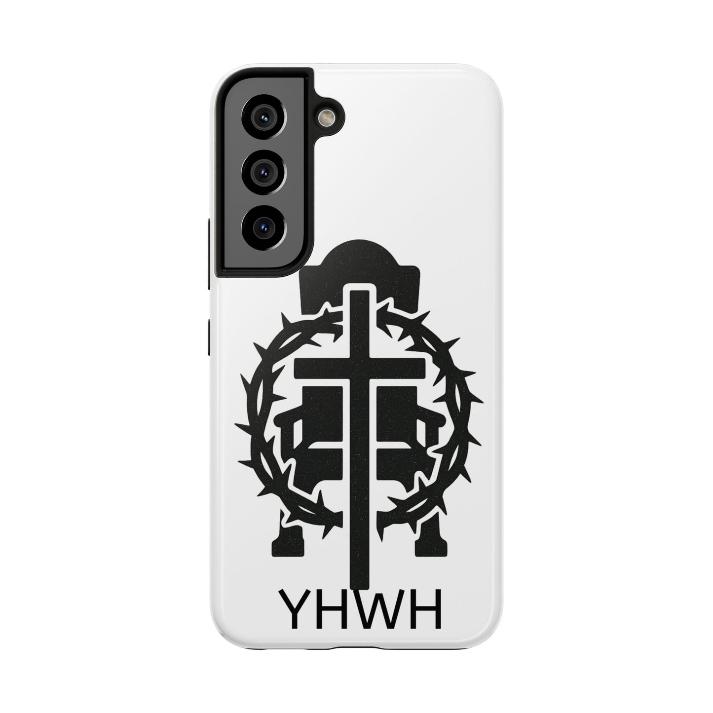 Tough Phone Case with Throne & Thorns YHWH Design, Inspirational Gift, Bible Verse Accessory, Christian Phone Cover, Durable Protection
