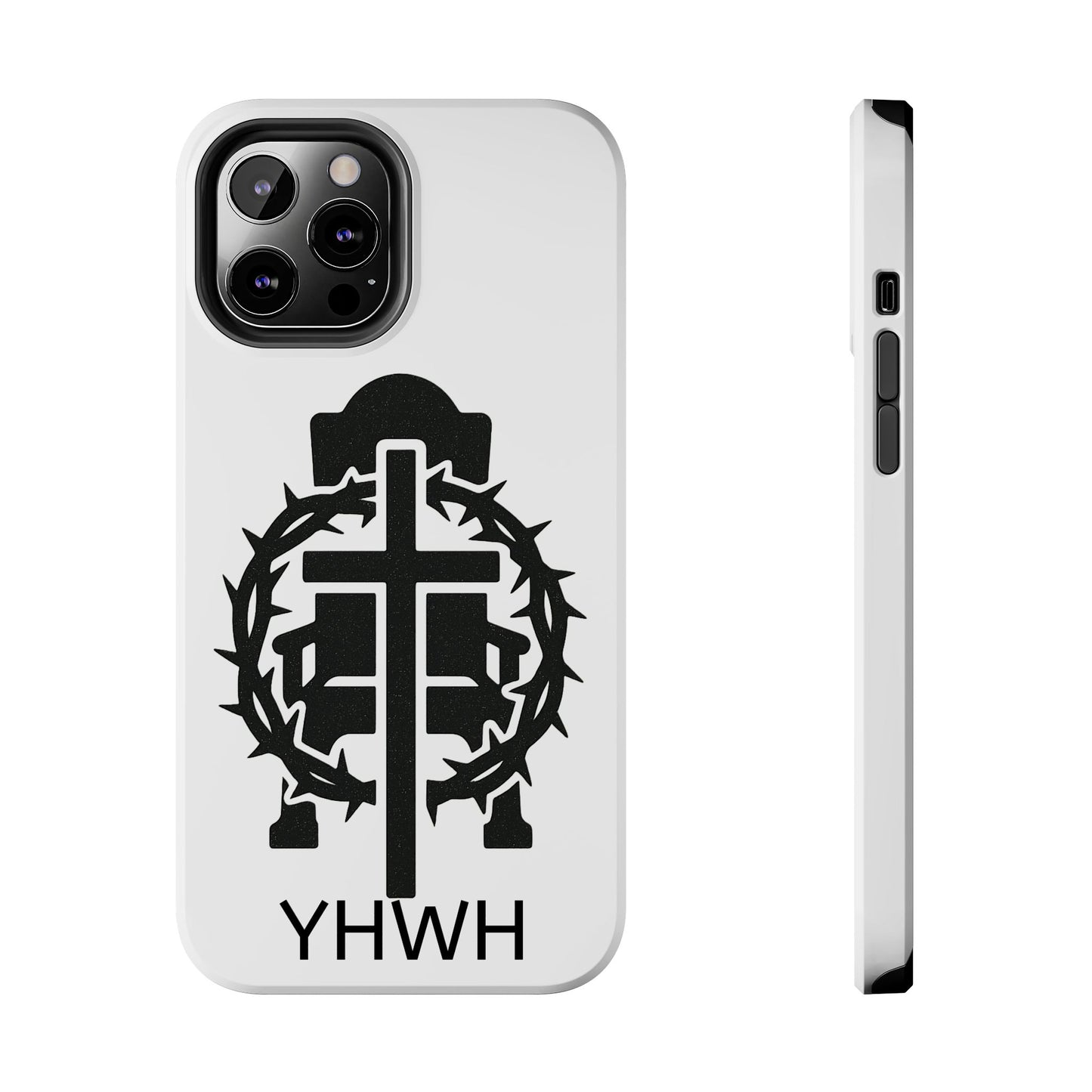 Tough Phone Case with Throne & Thorns YHWH Design, Inspirational Gift, Bible Verse Accessory, Christian Phone Cover, Durable Protection