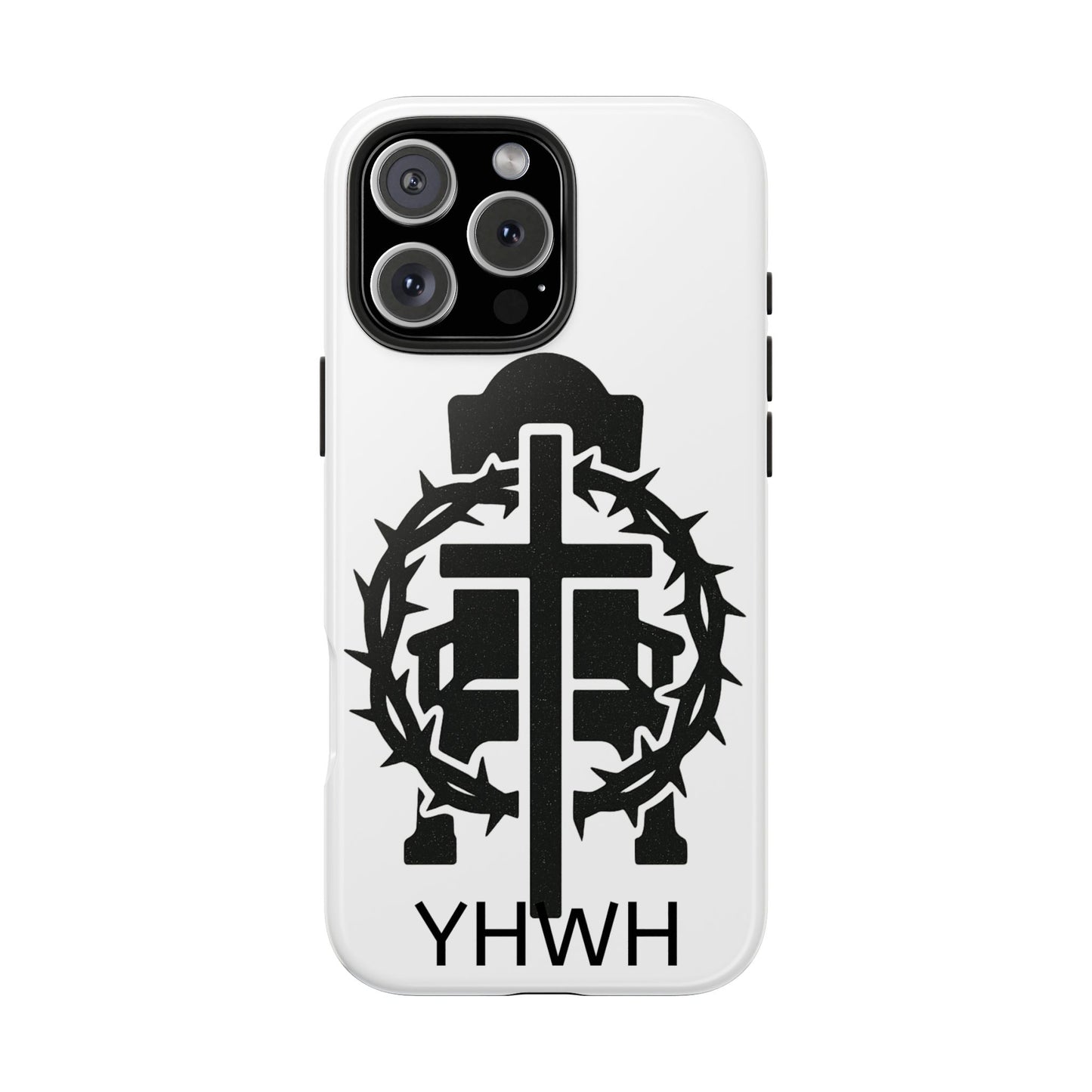 Tough Phone Case with Throne & Thorns YHWH Design, Inspirational Gift, Bible Verse Accessory, Christian Phone Cover, Durable Protection