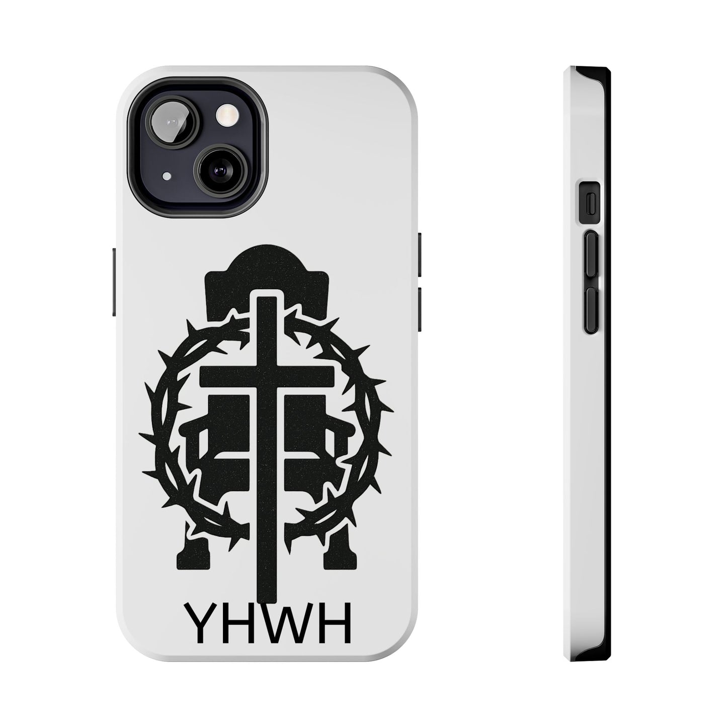 Tough Phone Case with Throne & Thorns YHWH Design, Inspirational Gift, Bible Verse Accessory, Christian Phone Cover, Durable Protection