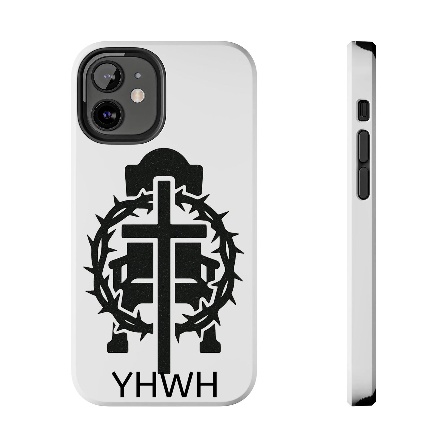 Tough Phone Case with Throne & Thorns YHWH Design, Inspirational Gift, Bible Verse Accessory, Christian Phone Cover, Durable Protection