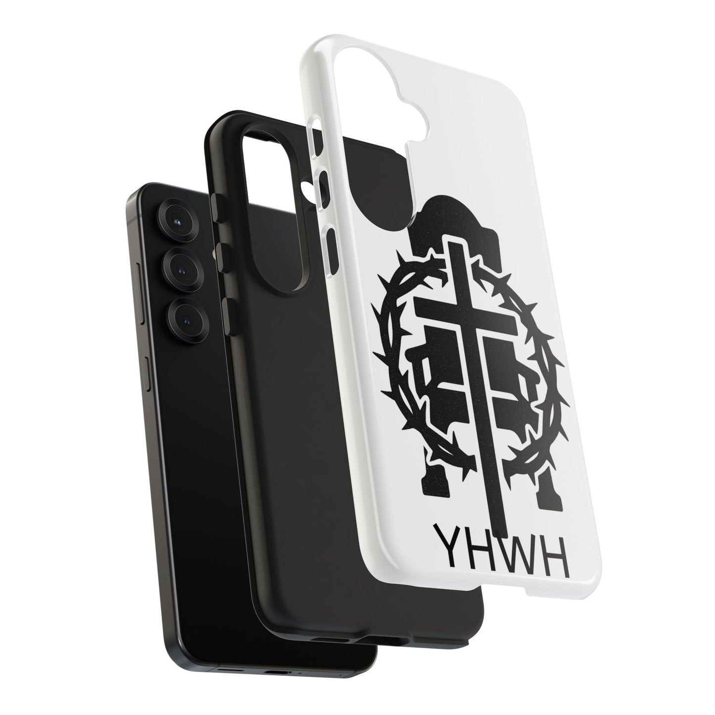 Tough Phone Case with Throne & Thorns YHWH Design, Inspirational Gift, Bible Verse Accessory, Christian Phone Cover, Durable Protection