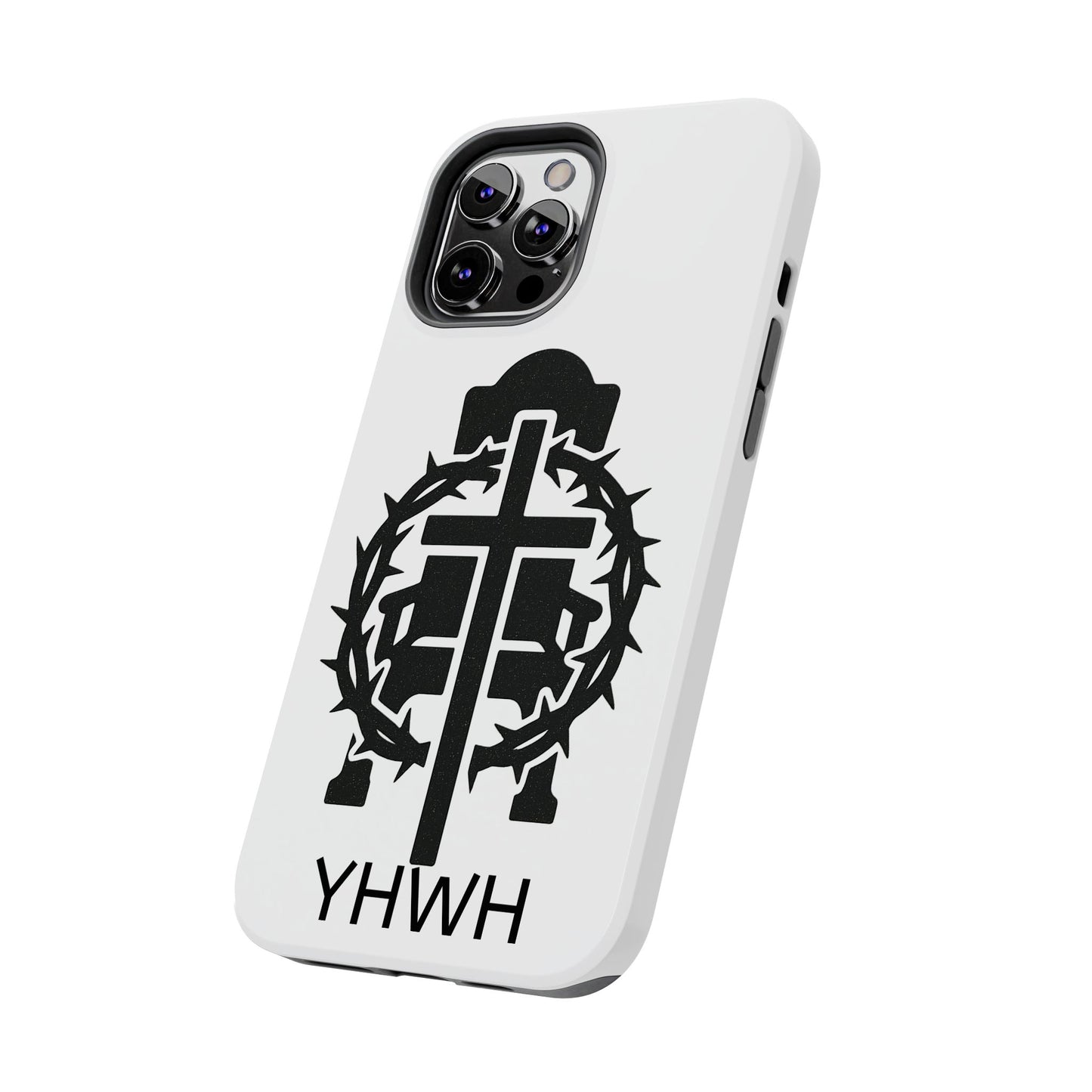 Tough Phone Case with Throne & Thorns YHWH Design, Inspirational Gift, Bible Verse Accessory, Christian Phone Cover, Durable Protection