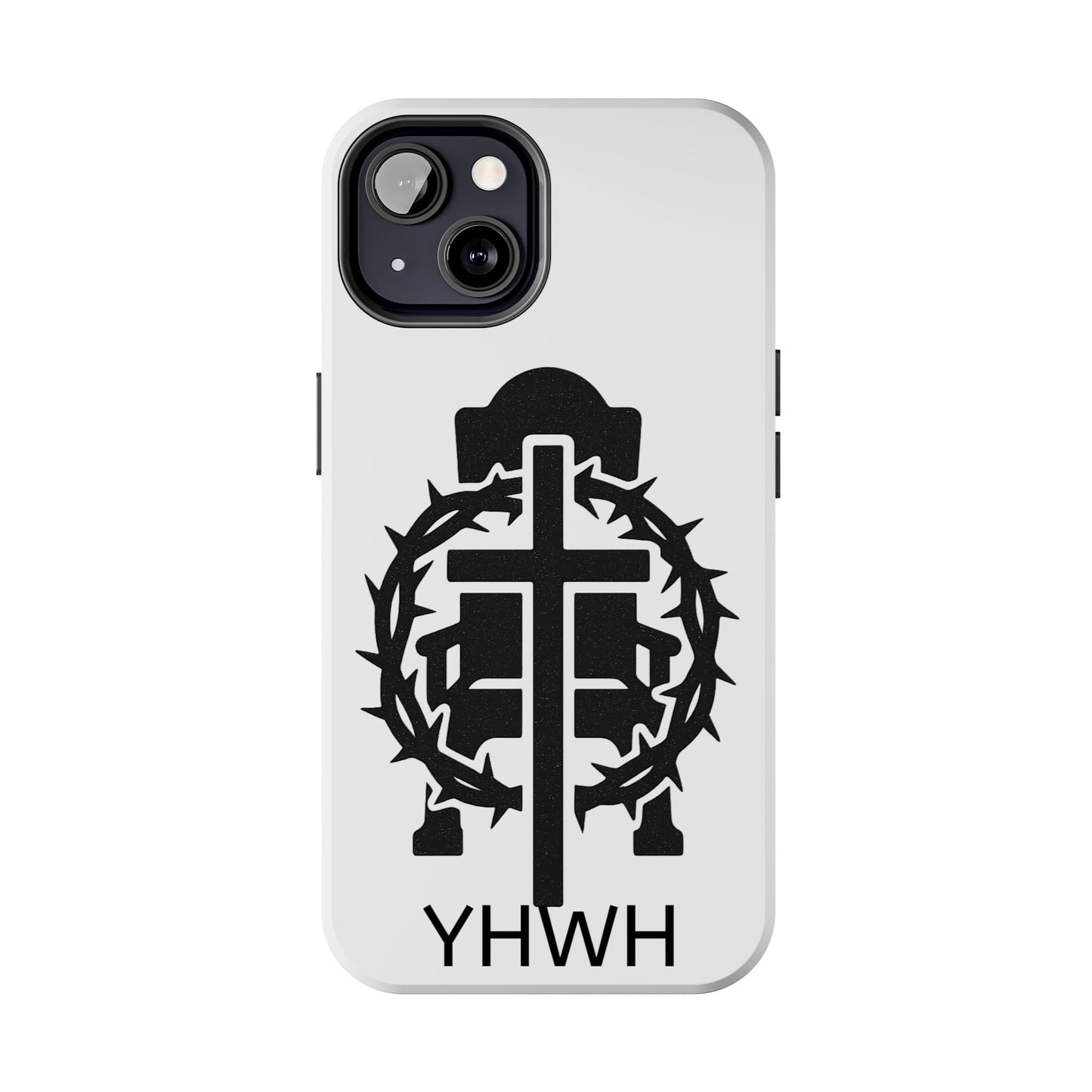 Tough Phone Case with Throne & Thorns YHWH Design, Inspirational Gift, Bible Verse Accessory, Christian Phone Cover, Durable Protection