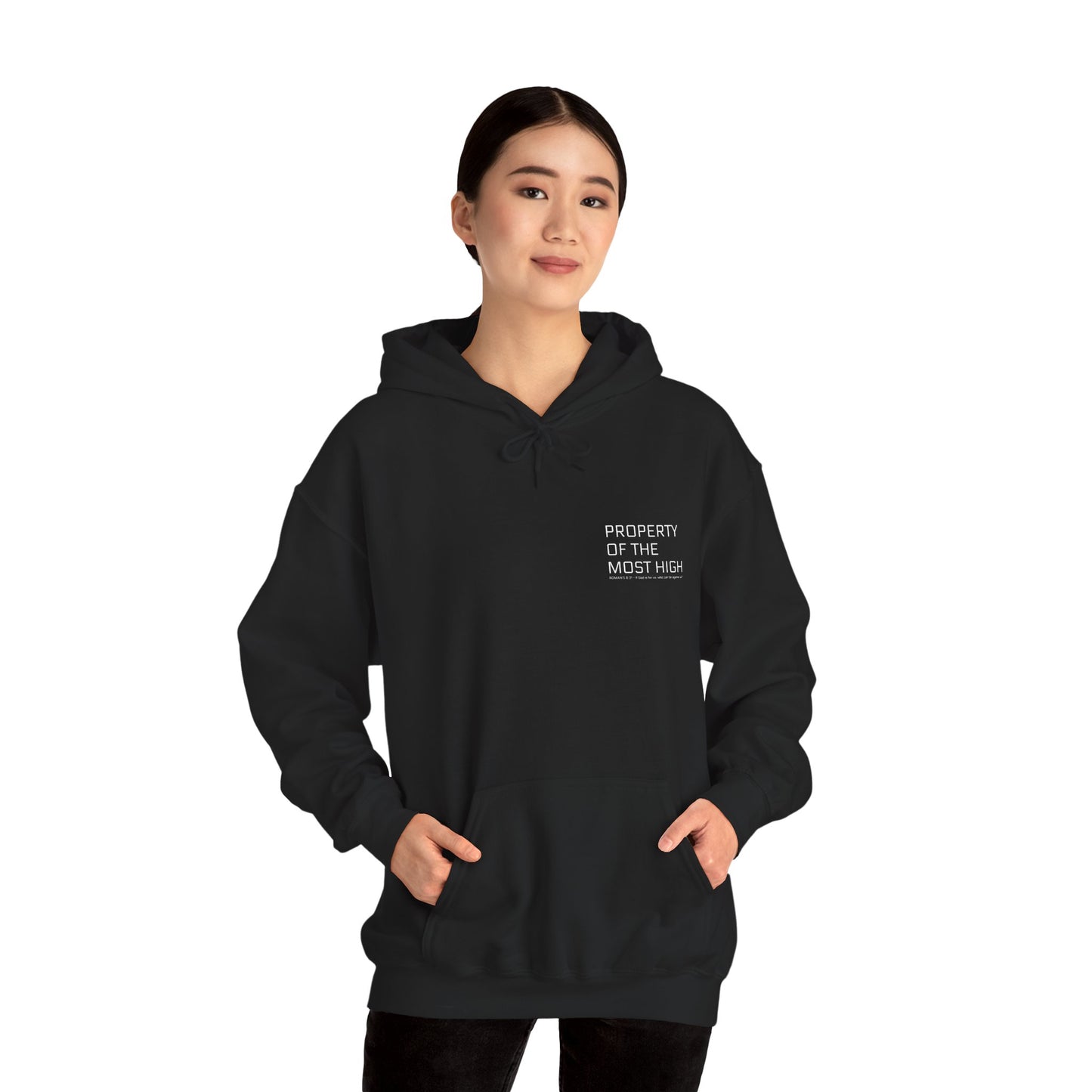 Property of the Most High Hoodie, Front/Back, Unisex Heavy Blend Sweatshirt, Inspirational Gift, Spiritual Apparel, Cozy Casual Wear