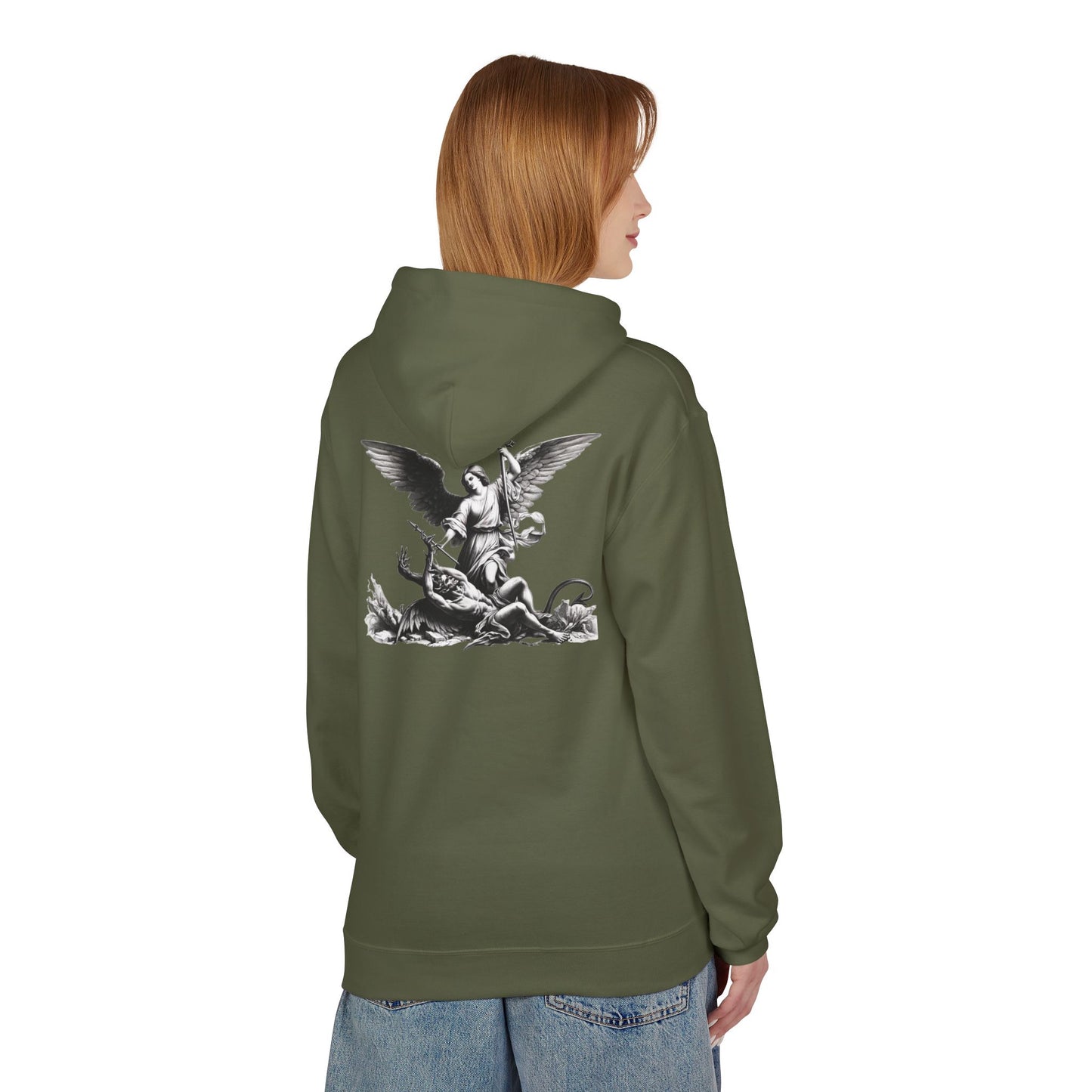 YHWH | Angel Slaying Demons Fleece Hoodie | Unisex Sweatshirt