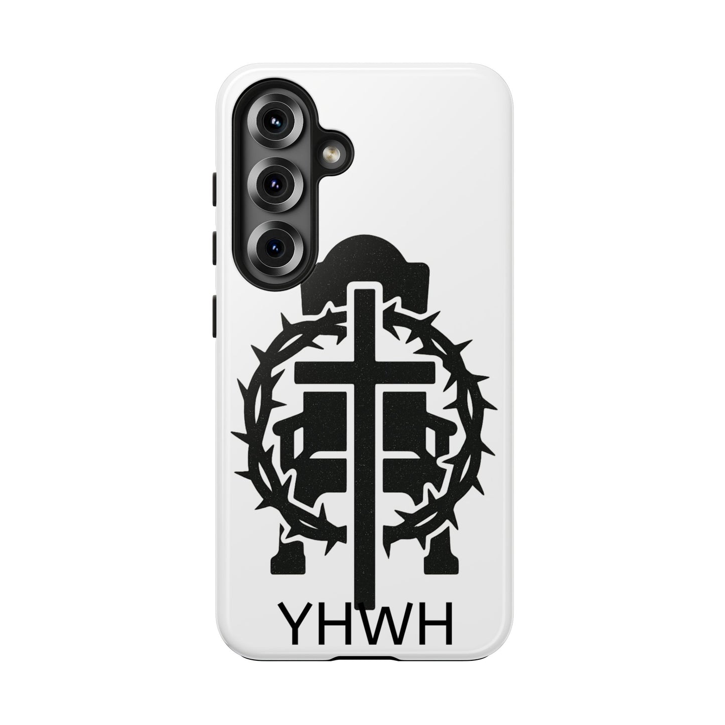 Tough Phone Case with Throne & Thorns YHWH Design, Inspirational Gift, Bible Verse Accessory, Christian Phone Cover, Durable Protection