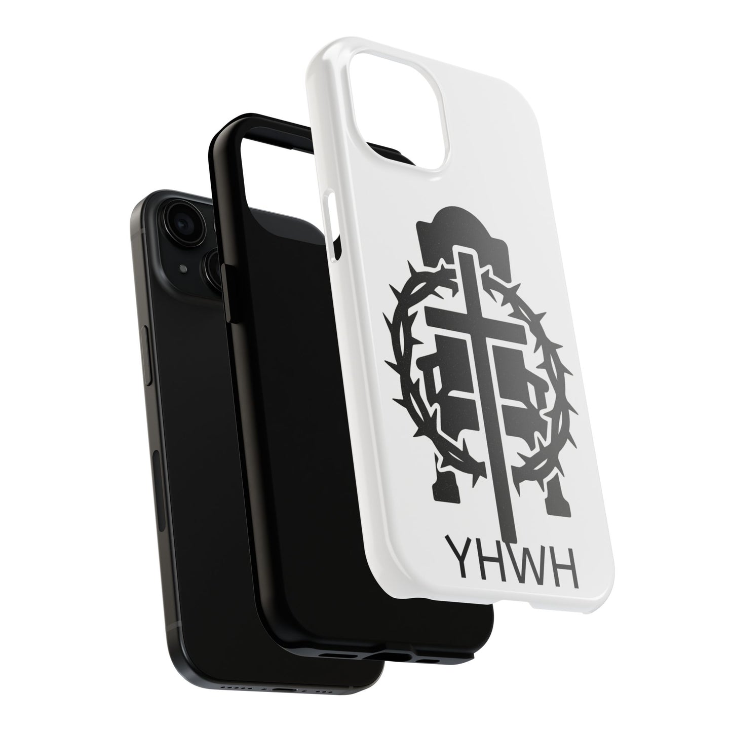 Tough Phone Case with Throne & Thorns YHWH Design, Inspirational Gift, Bible Verse Accessory, Christian Phone Cover, Durable Protection