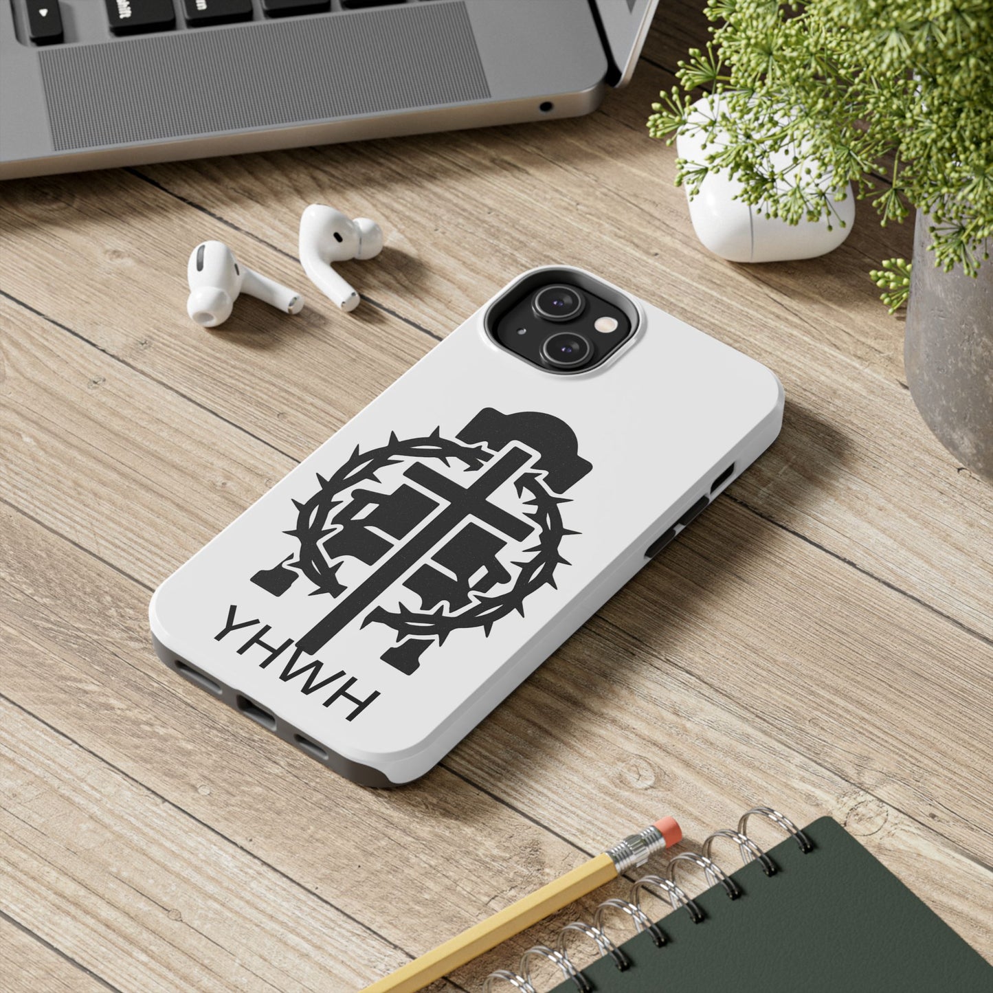 Tough Phone Case with Throne & Thorns YHWH Design, Inspirational Gift, Bible Verse Accessory, Christian Phone Cover, Durable Protection