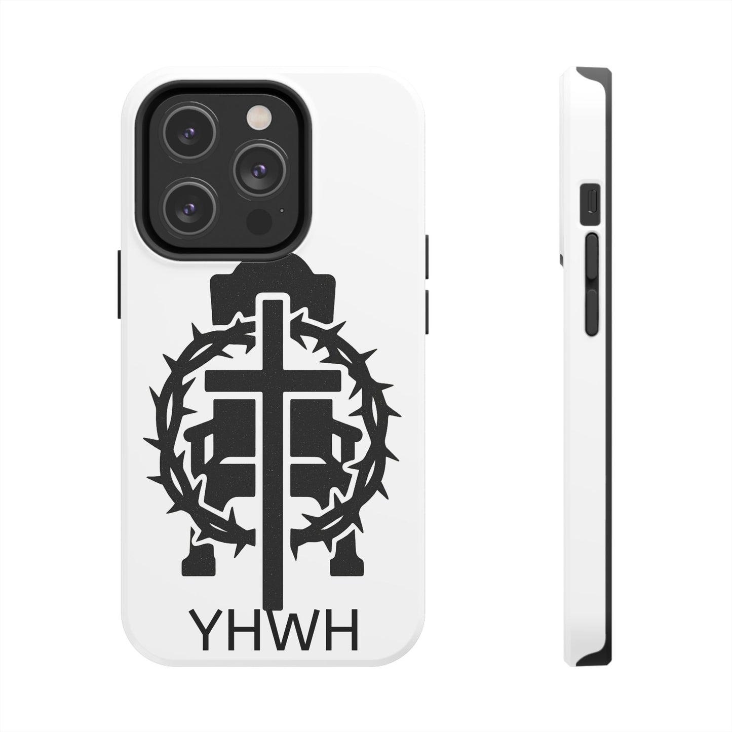 Tough Phone Case with Throne & Thorns YHWH Design, Inspirational Gift, Bible Verse Accessory, Christian Phone Cover, Durable Protection