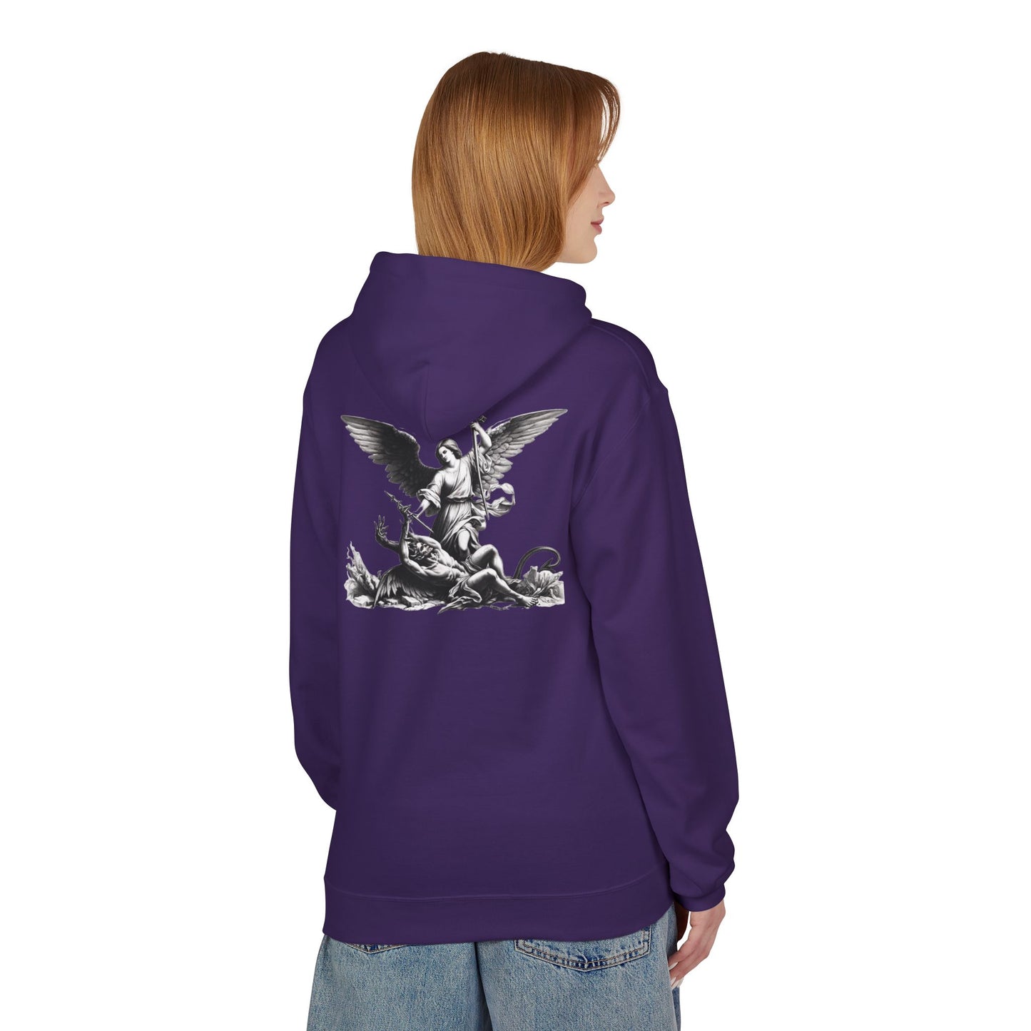 YHWH | Angel Slaying Demons Fleece Hoodie | Unisex Sweatshirt