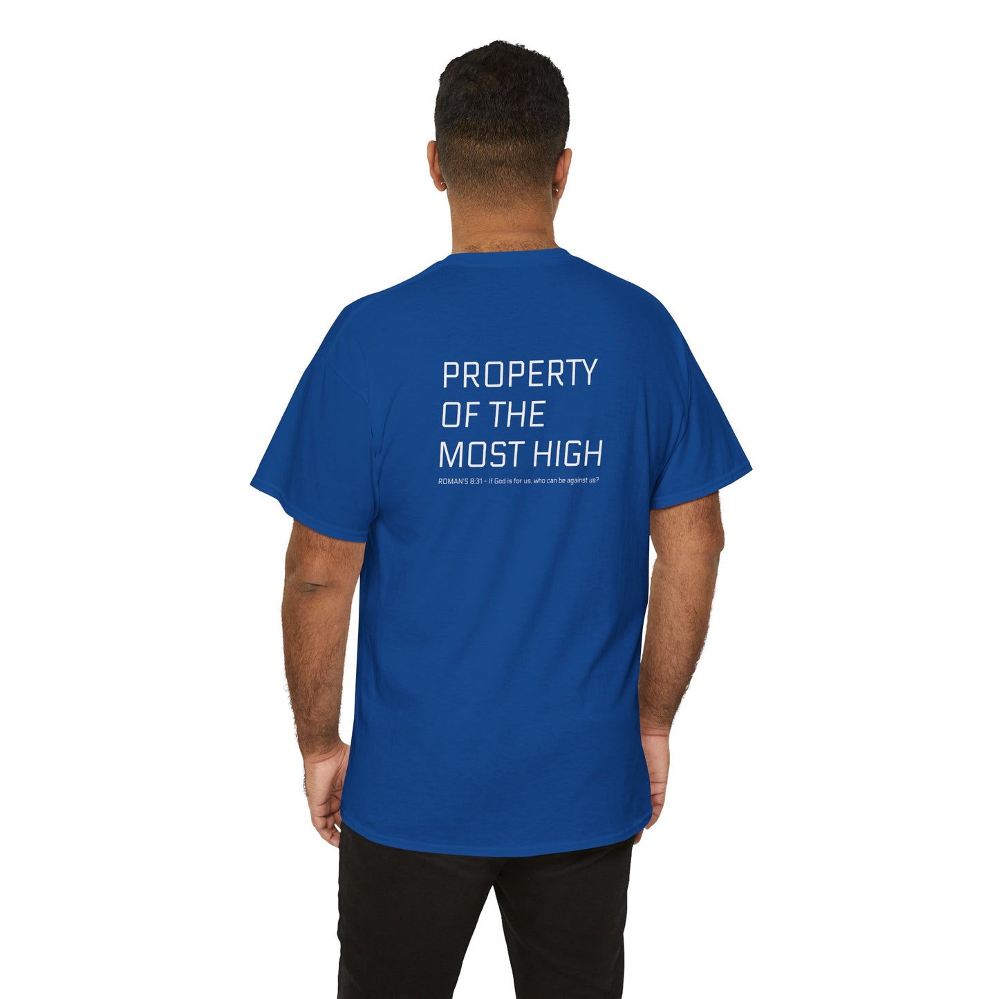 Property of the Most High (BACK) Unisex Heavy Cotton Tee, Comfortable Casual Tee