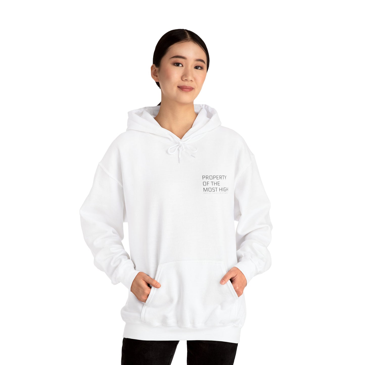 Property of the Most High Hoodie, Front/Back, Unisex Heavy Blend Sweatshirt, Inspirational Gift, Spiritual Apparel, Cozy Casual Wear