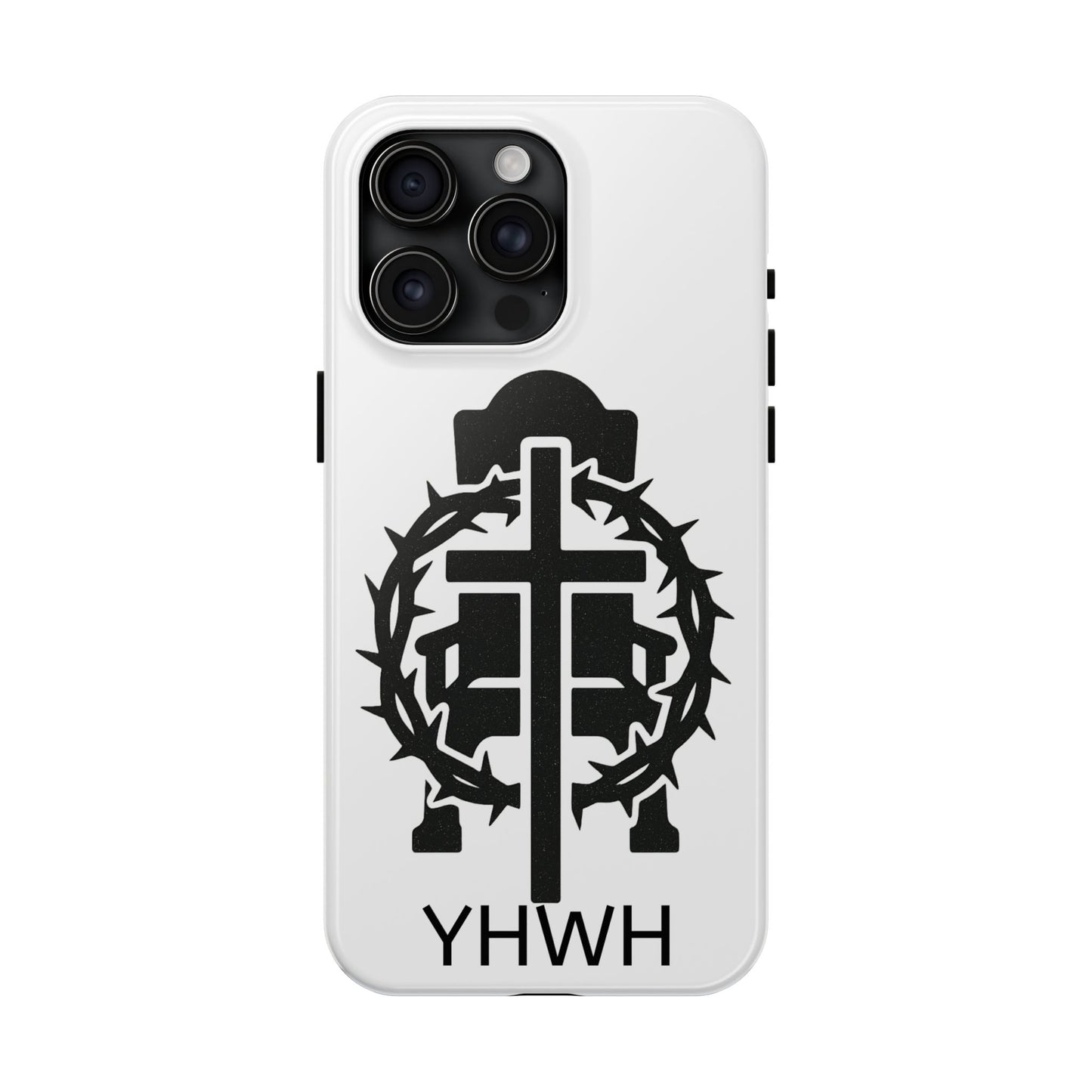 Tough Phone Case with Throne & Thorns YHWH Design, Inspirational Gift, Bible Verse Accessory, Christian Phone Cover, Durable Protection