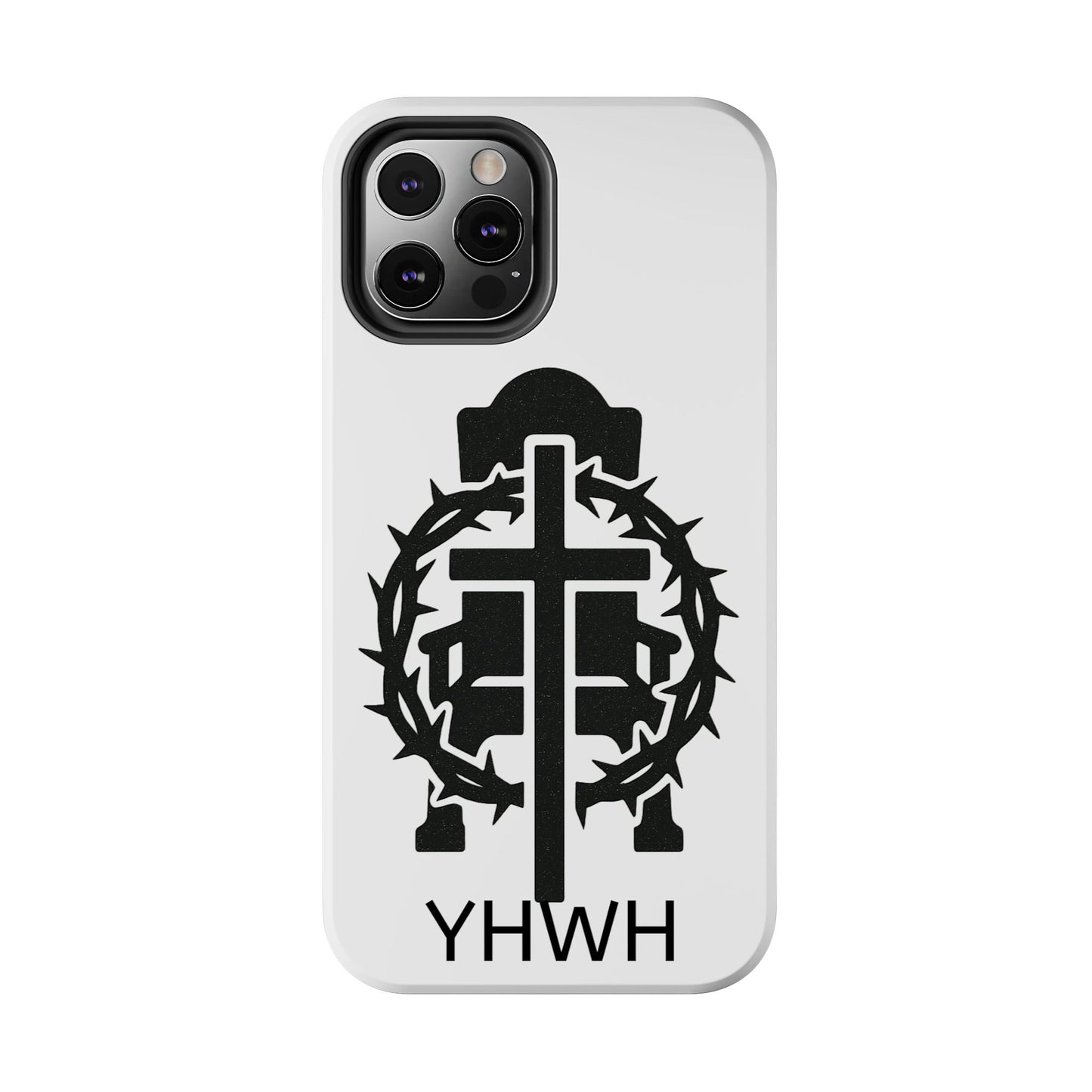 Tough Phone Case with Throne & Thorns YHWH Design, Inspirational Gift, Bible Verse Accessory, Christian Phone Cover, Durable Protection