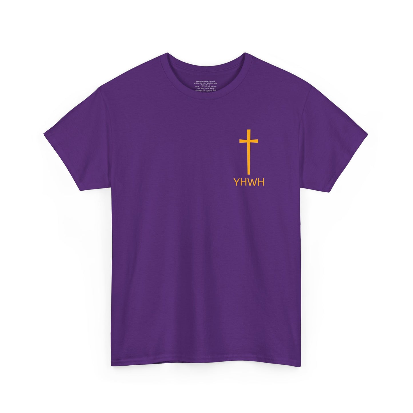 Simple Heavy Cotton Tee with Cross Design and YHWH, Spiritual T-Shirt, Casual Streetwear, Christian Gift, Everyday Wear