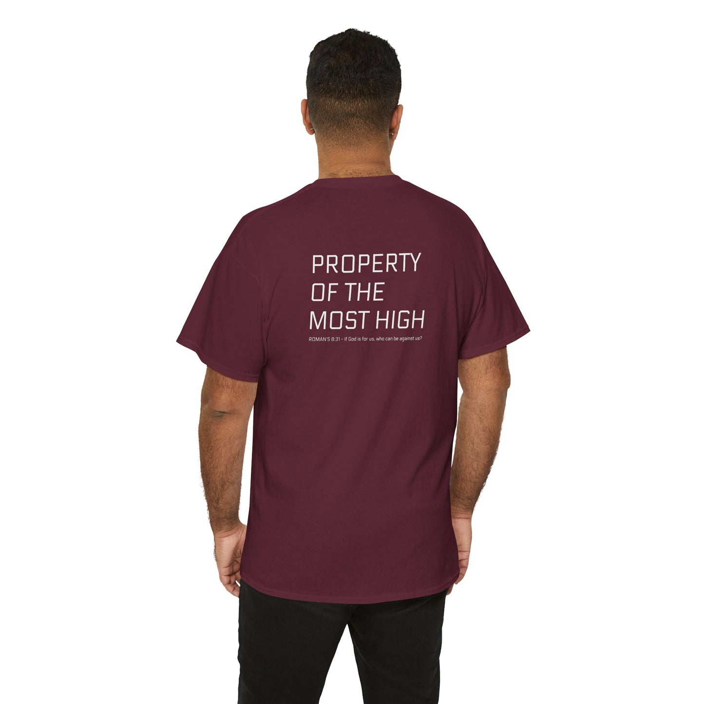 Property of the Most High (BACK) Unisex Heavy Cotton Tee, Comfortable Casual Tee