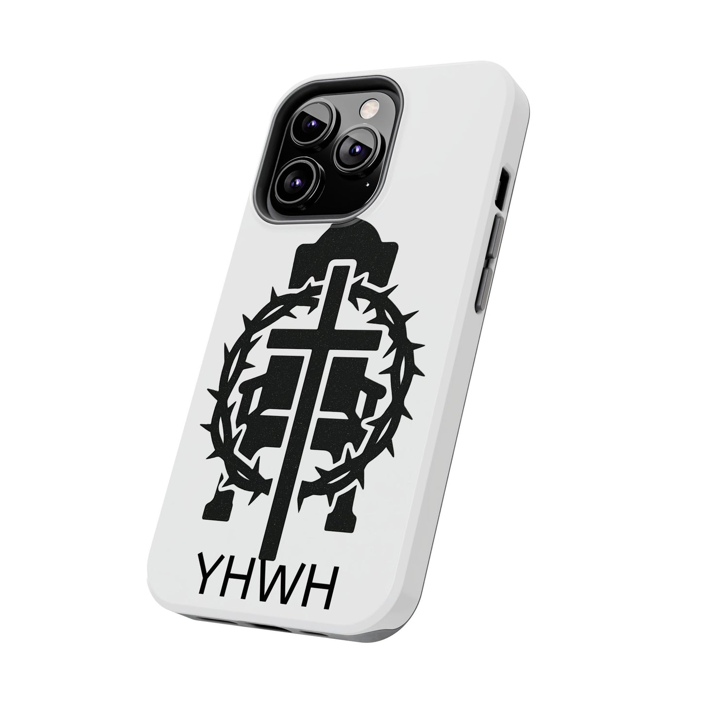 Tough Phone Case with Throne & Thorns YHWH Design, Inspirational Gift, Bible Verse Accessory, Christian Phone Cover, Durable Protection