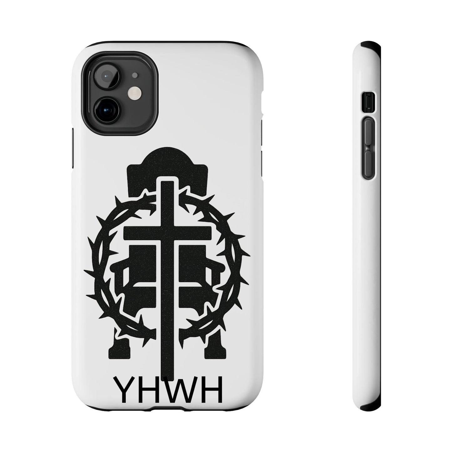 Tough Phone Case with Throne & Thorns YHWH Design, Inspirational Gift, Bible Verse Accessory, Christian Phone Cover, Durable Protection