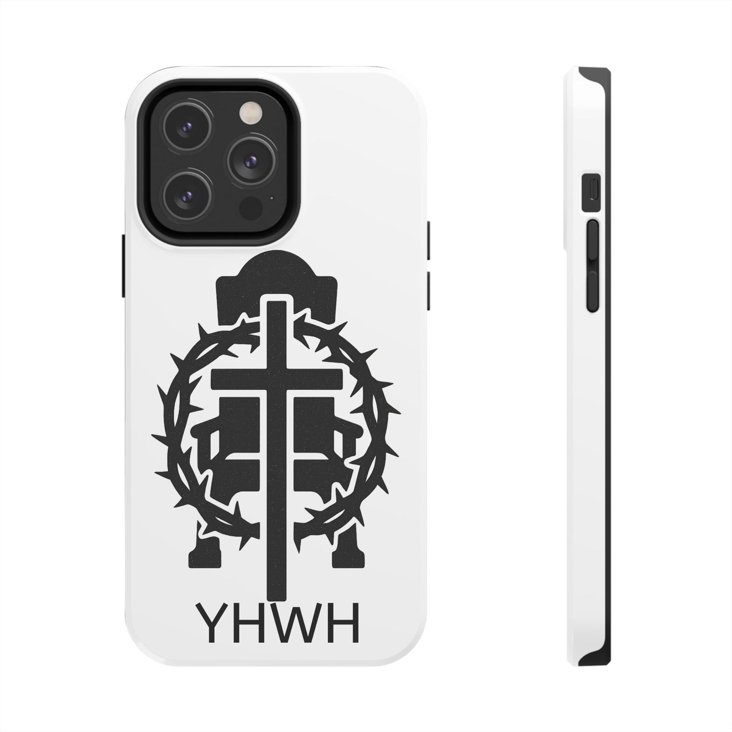 Tough Phone Case with Throne & Thorns YHWH Design, Inspirational Gift, Bible Verse Accessory, Christian Phone Cover, Durable Protection