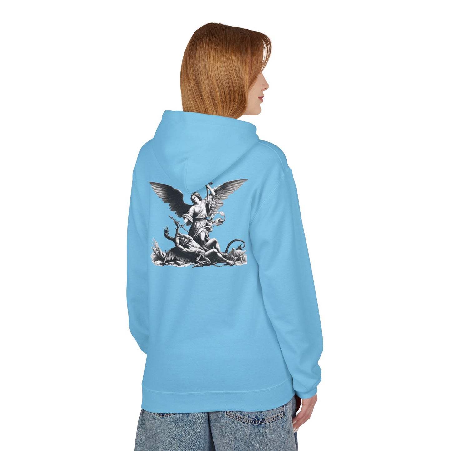 YHWH | Angel Slaying Demons Fleece Hoodie | Unisex Sweatshirt