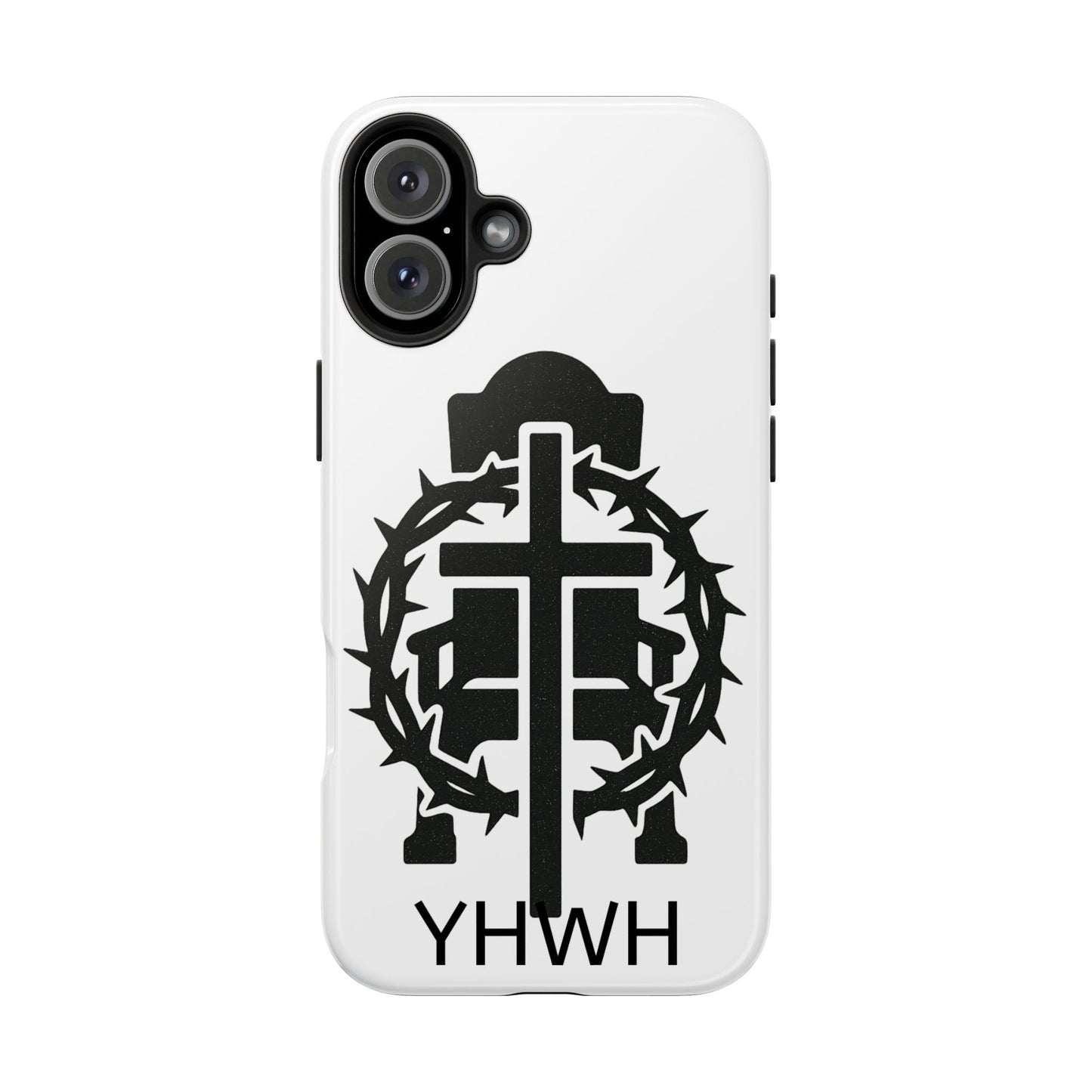 Tough Phone Case with Throne & Thorns YHWH Design, Inspirational Gift, Bible Verse Accessory, Christian Phone Cover, Durable Protection