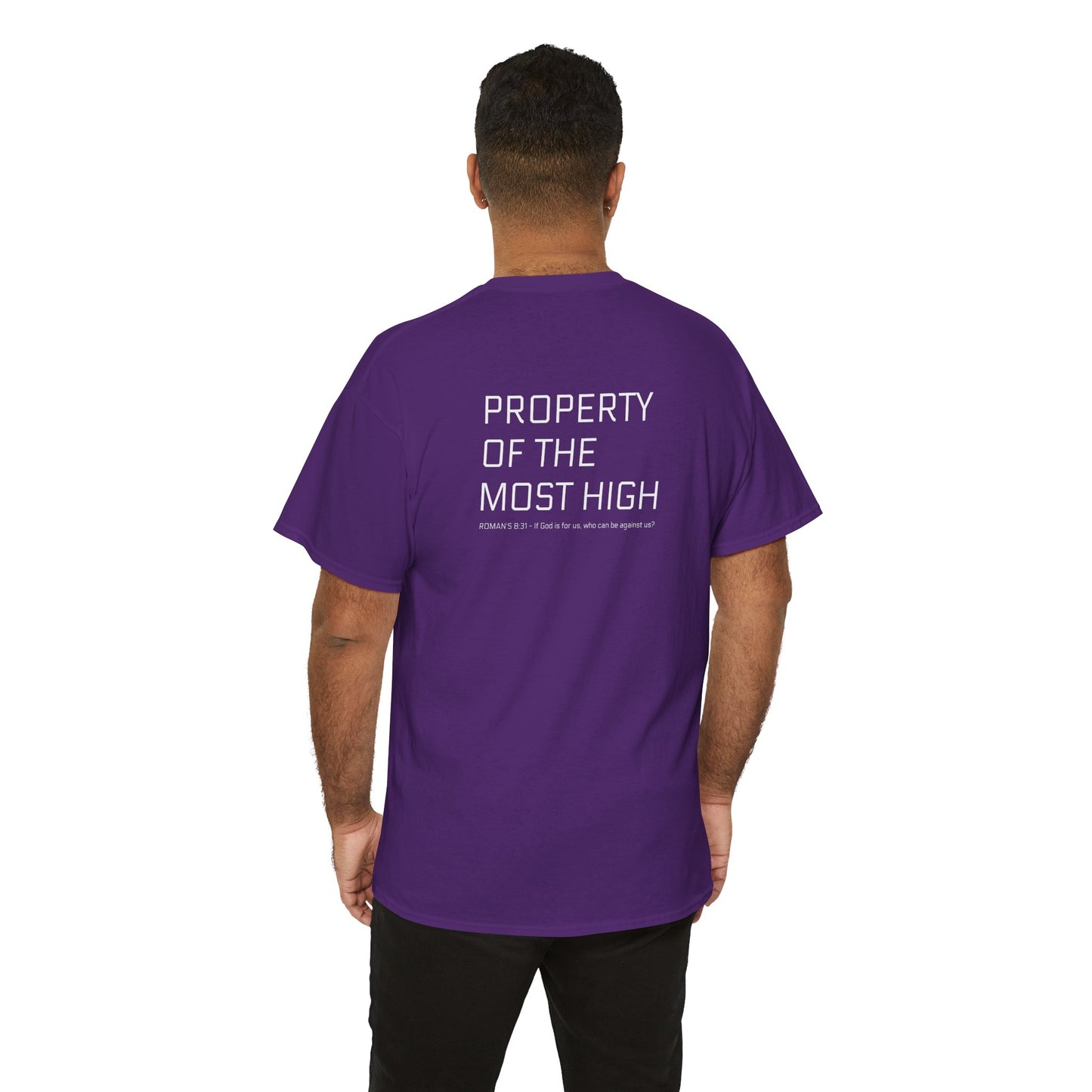 Property of the Most High (BACK) Unisex Heavy Cotton Tee, Comfortable Casual Tee