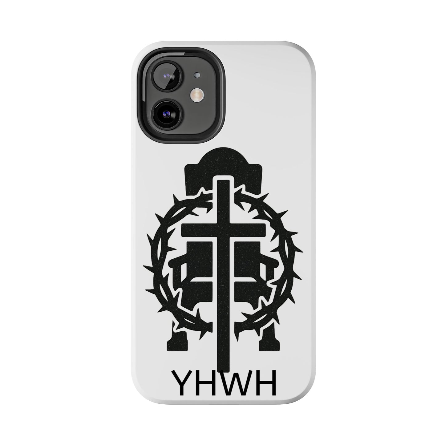 Tough Phone Case with Throne & Thorns YHWH Design, Inspirational Gift, Bible Verse Accessory, Christian Phone Cover, Durable Protection