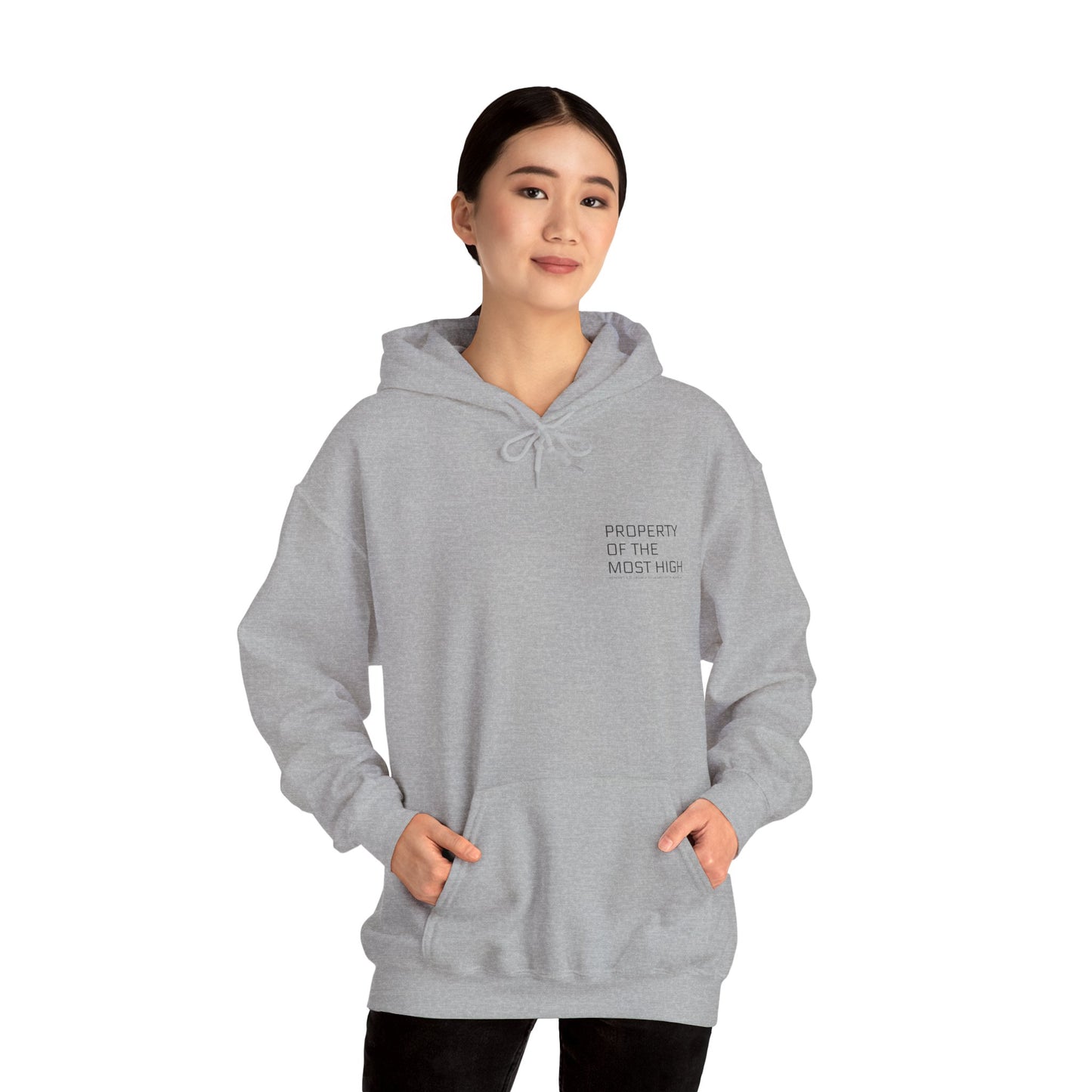 Property of the Most High Hoodie, Front/Back, Unisex Heavy Blend Sweatshirt, Inspirational Gift, Spiritual Apparel, Cozy Casual Wear