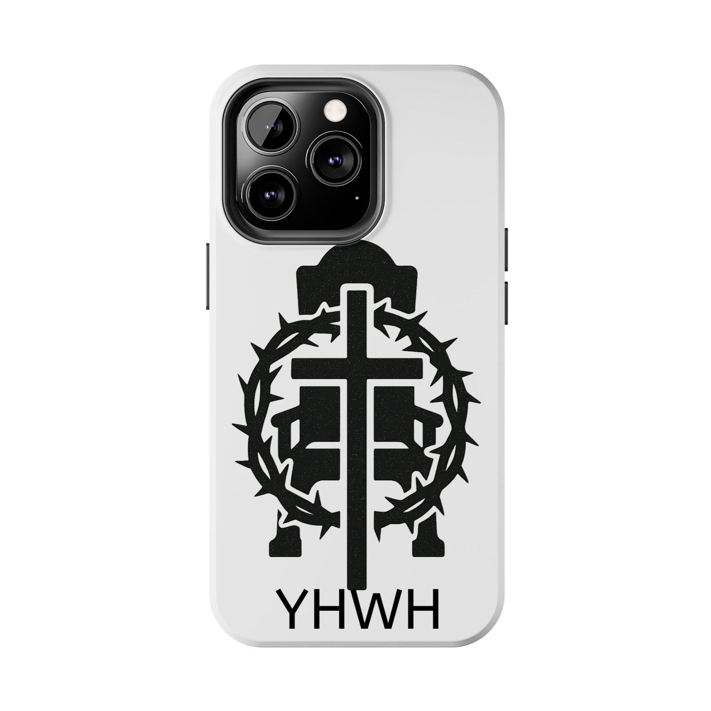 Tough Phone Case with Throne & Thorns YHWH Design, Inspirational Gift, Bible Verse Accessory, Christian Phone Cover, Durable Protection