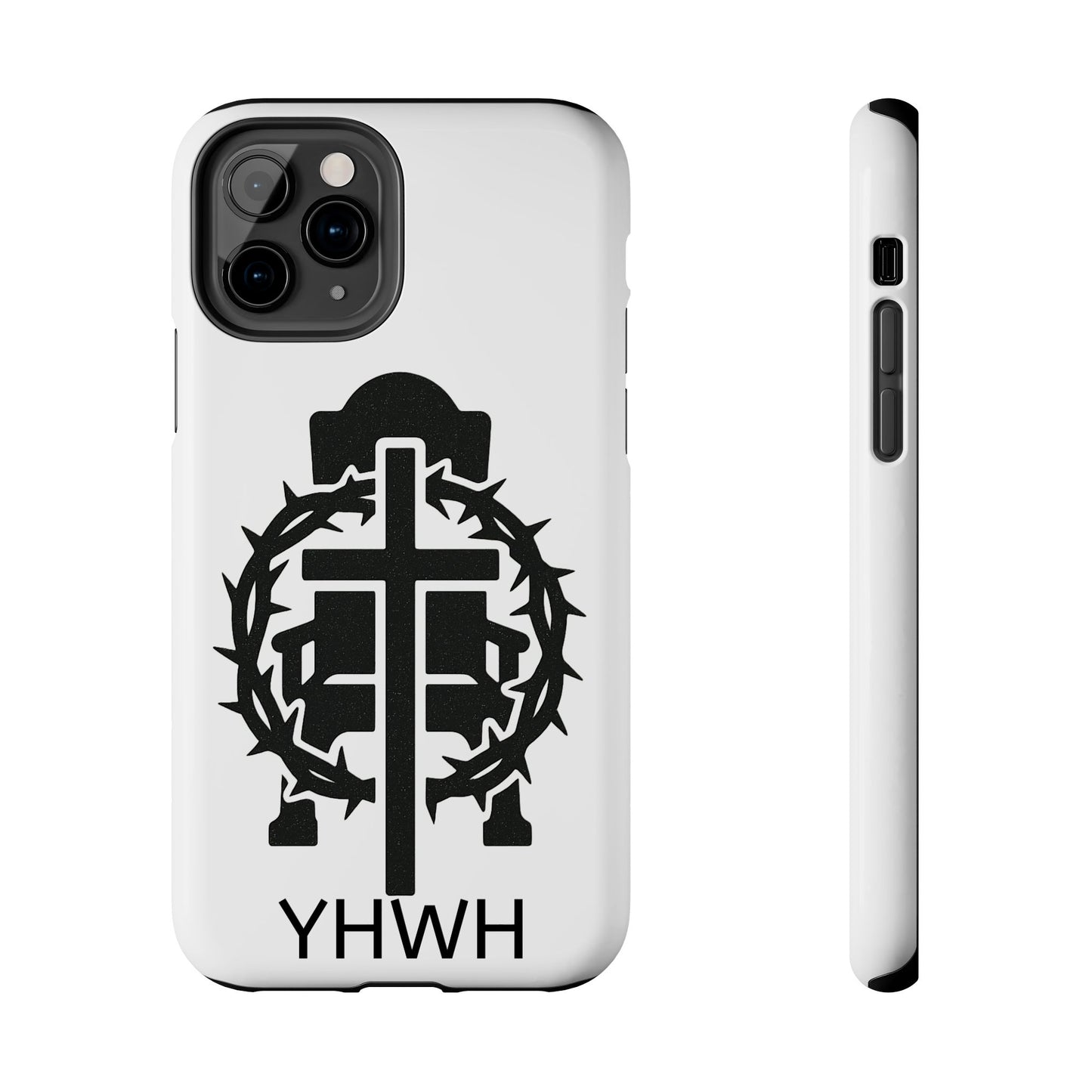 Tough Phone Case with Throne & Thorns YHWH Design, Inspirational Gift, Bible Verse Accessory, Christian Phone Cover, Durable Protection