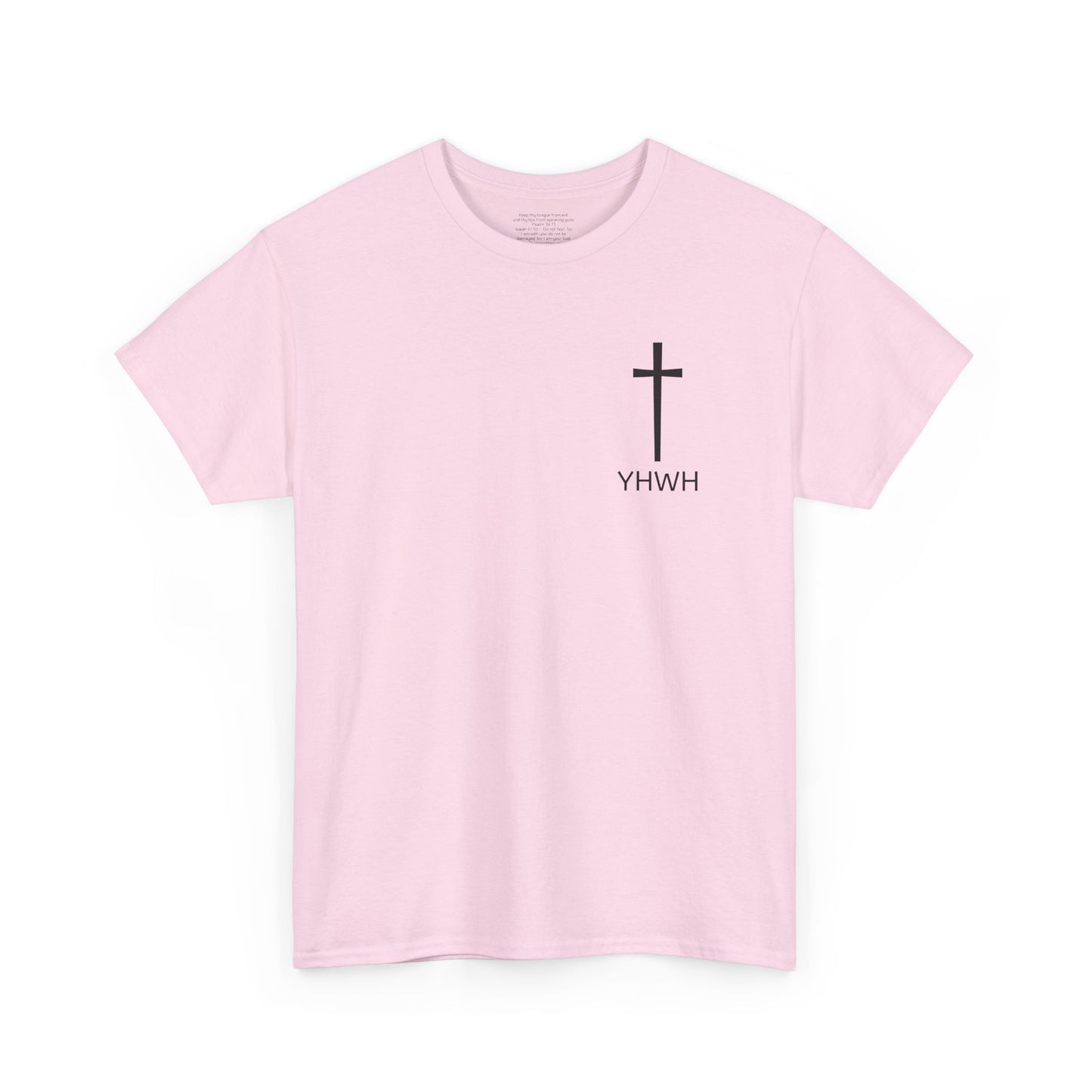 Simple Heavy Cotton Tee with Cross Design and YHWH, Spiritual T-Shirt, Casual Streetwear, Christian Gift, Everyday Wear