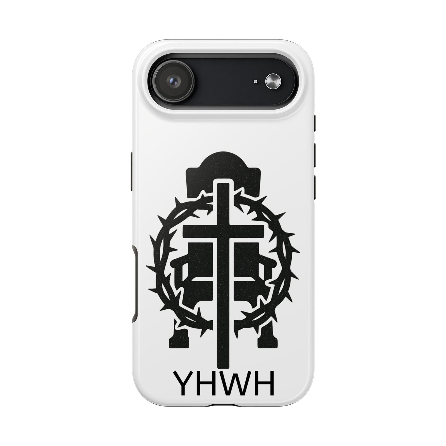 Tough Phone Case with Throne & Thorns YHWH Design, Inspirational Gift, Bible Verse Accessory, Christian Phone Cover, Durable Protection
