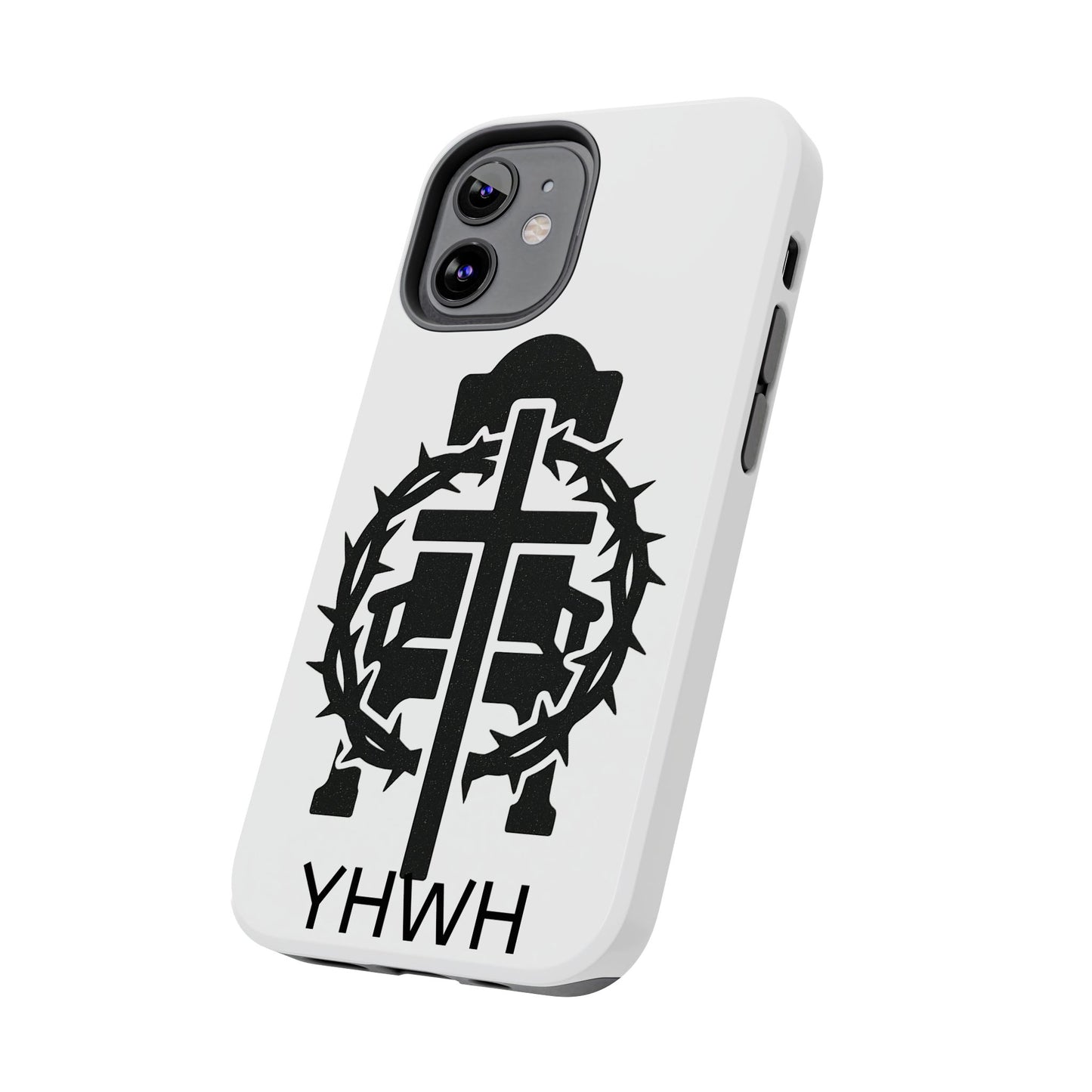 Tough Phone Case with Throne & Thorns YHWH Design, Inspirational Gift, Bible Verse Accessory, Christian Phone Cover, Durable Protection