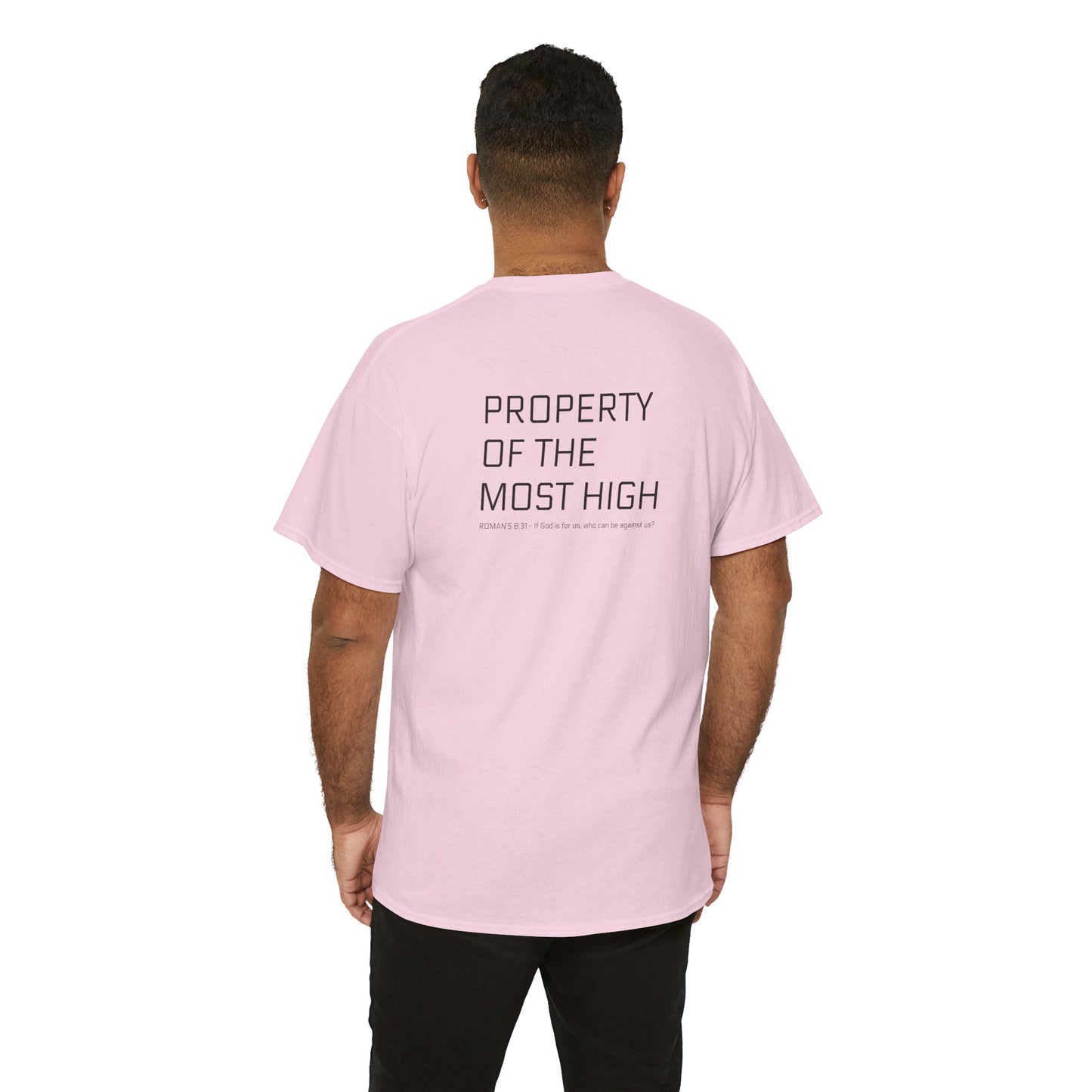 Property of the Most High (BACK) Unisex Heavy Cotton Tee, Comfortable Casual Tee