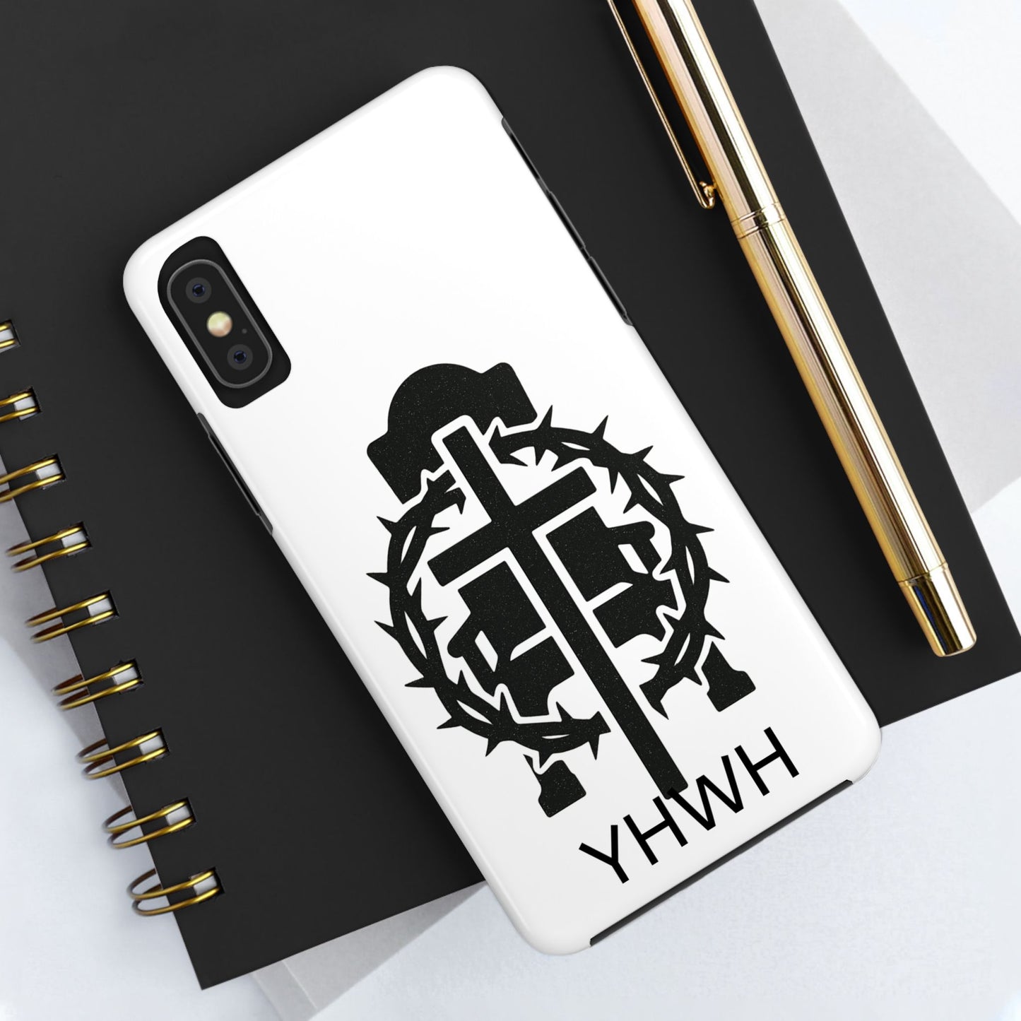 Tough Phone Case with Throne & Thorns YHWH Design, Inspirational Gift, Bible Verse Accessory, Christian Phone Cover, Durable Protection