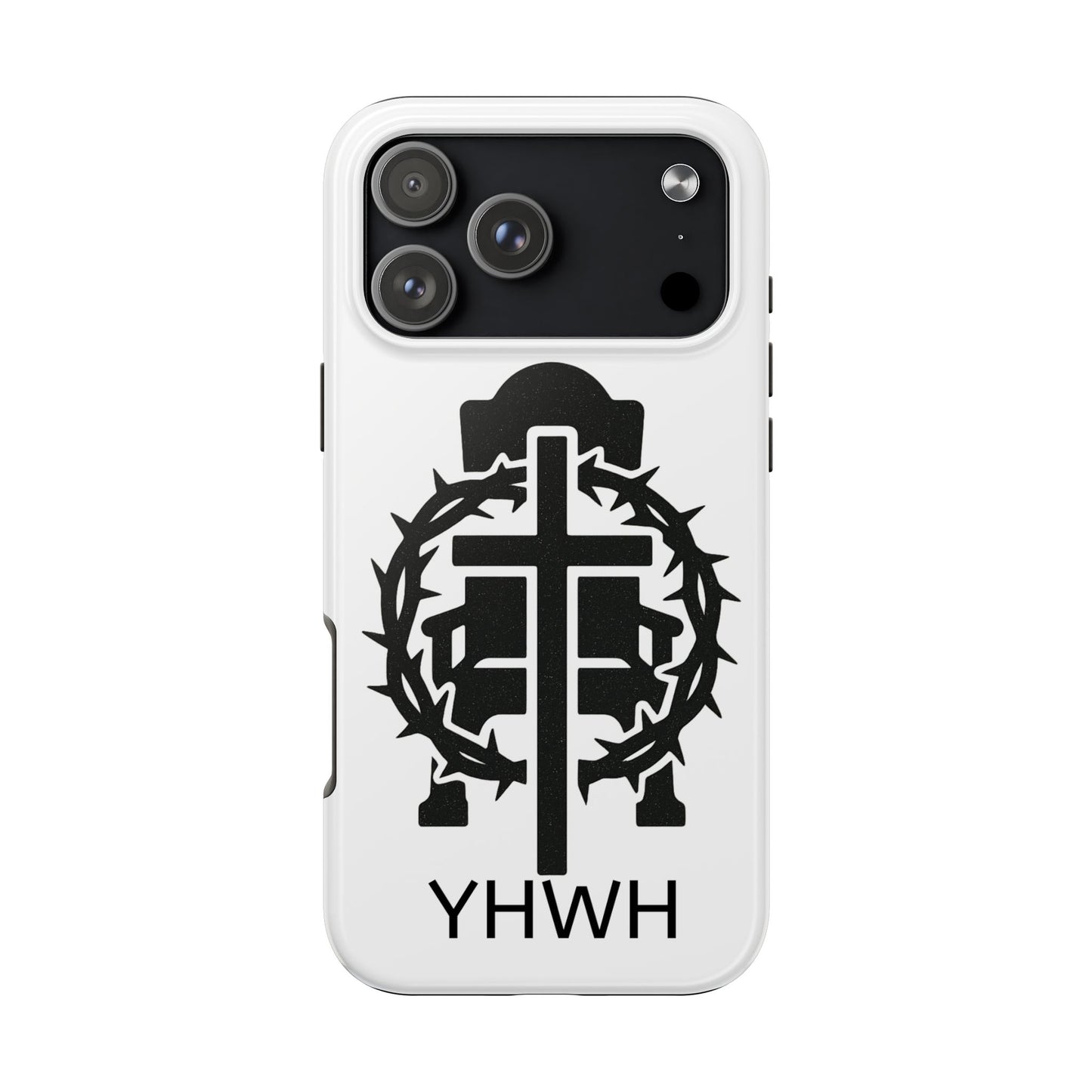 Tough Phone Case with Throne & Thorns YHWH Design, Inspirational Gift, Bible Verse Accessory, Christian Phone Cover, Durable Protection