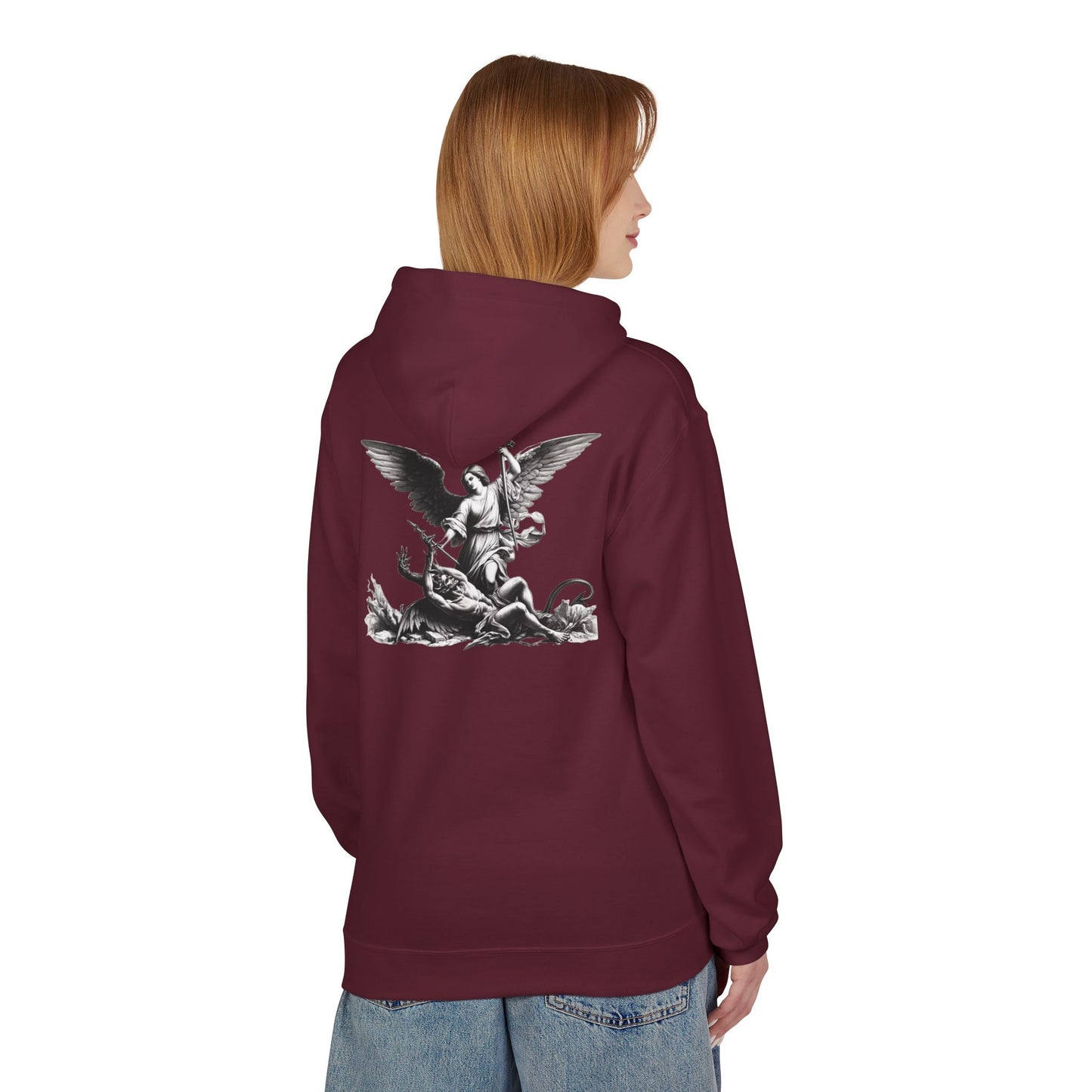 YHWH | Angel Slaying Demons Fleece Hoodie | Unisex Sweatshirt