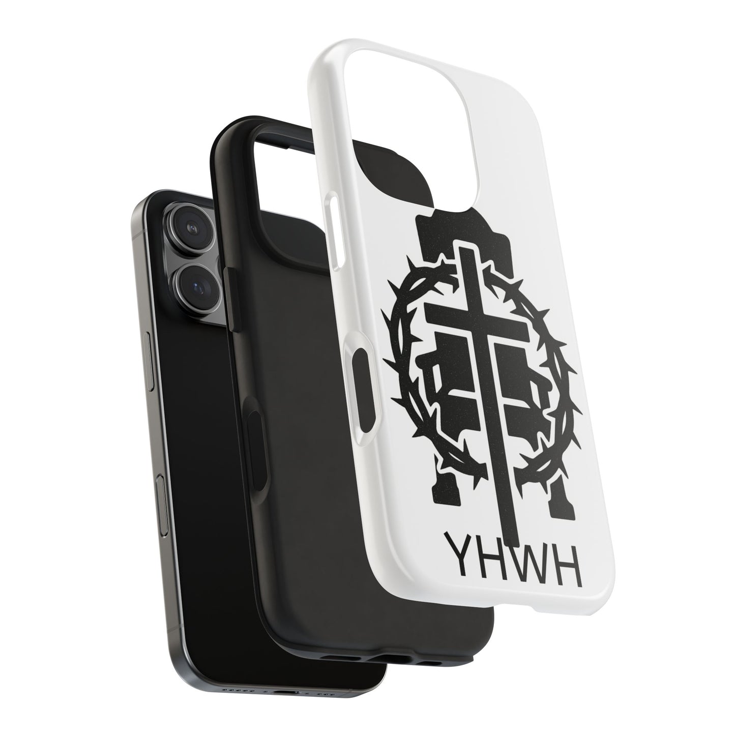 Tough Phone Case with Throne & Thorns YHWH Design, Inspirational Gift, Bible Verse Accessory, Christian Phone Cover, Durable Protection