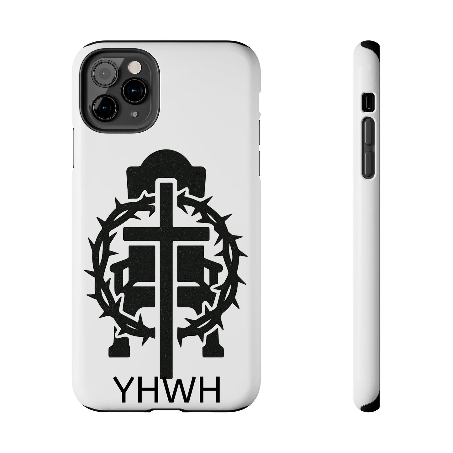 Tough Phone Case with Throne & Thorns YHWH Design, Inspirational Gift, Bible Verse Accessory, Christian Phone Cover, Durable Protection